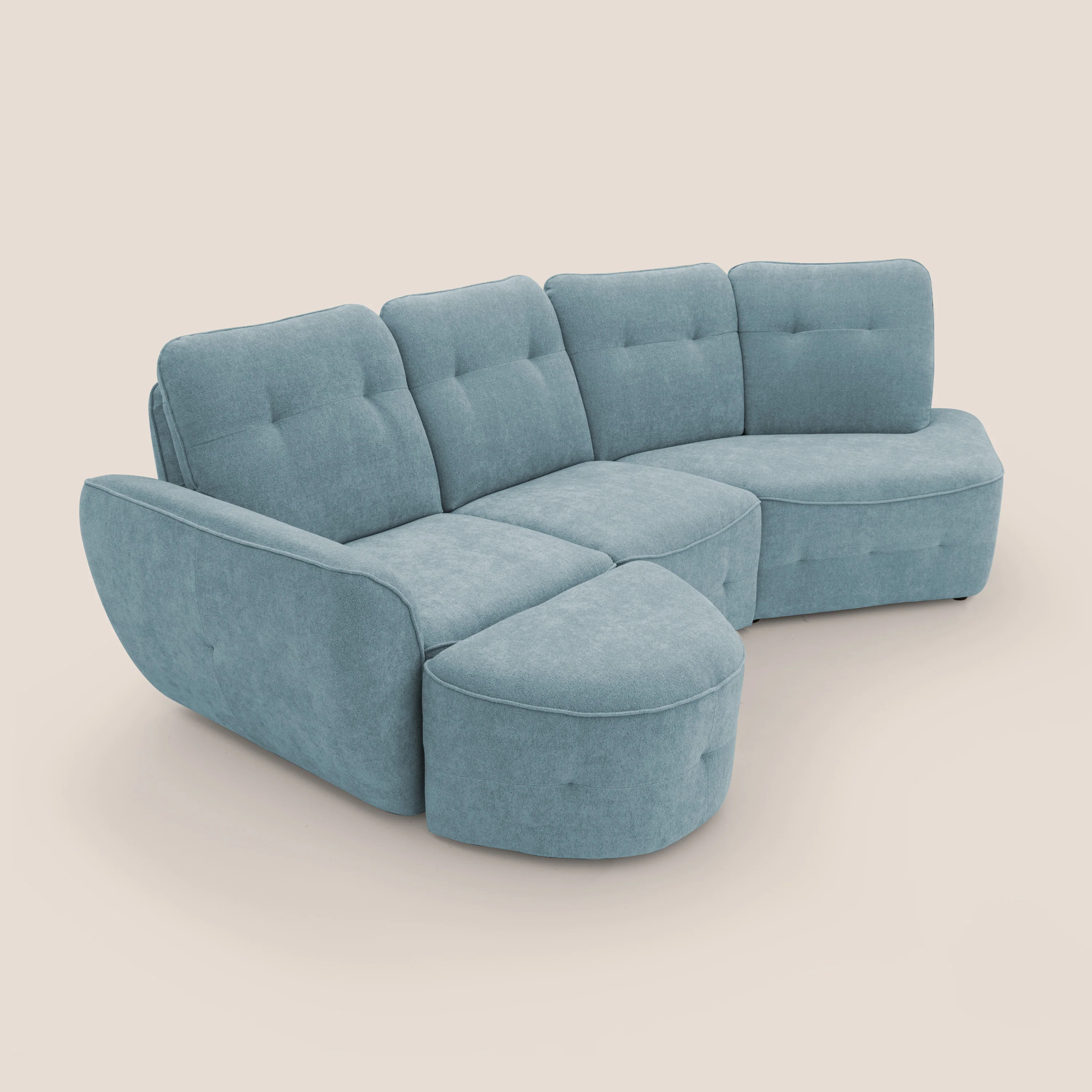 Cerbero canapé d'angle avec pouf terminal en bouclette douce imperméable T07 sucre glace - Image 10