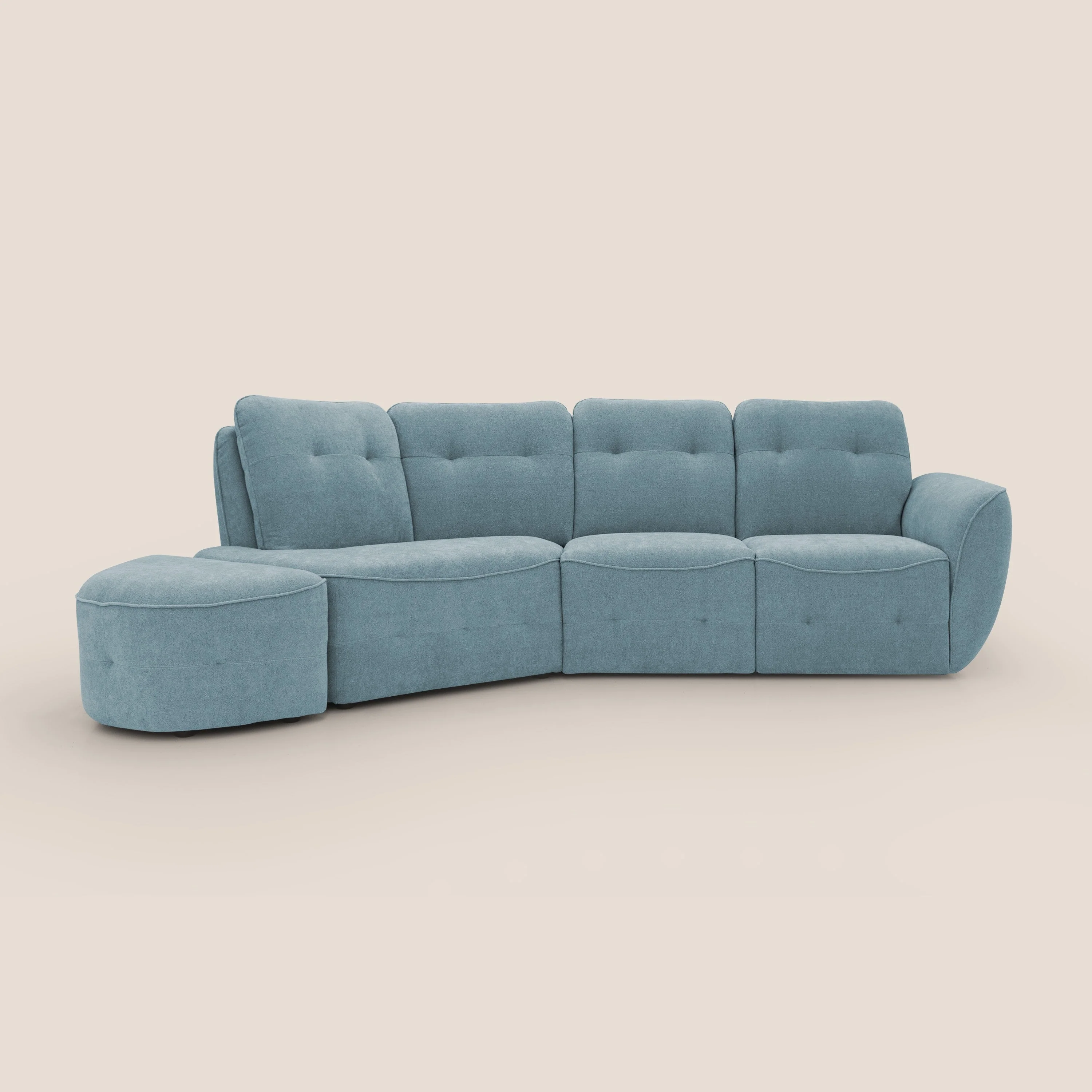 Cerbero canapé d'angle avec pouf terminal en bouclette douce imperméable T07 sucre glace - Image 14
