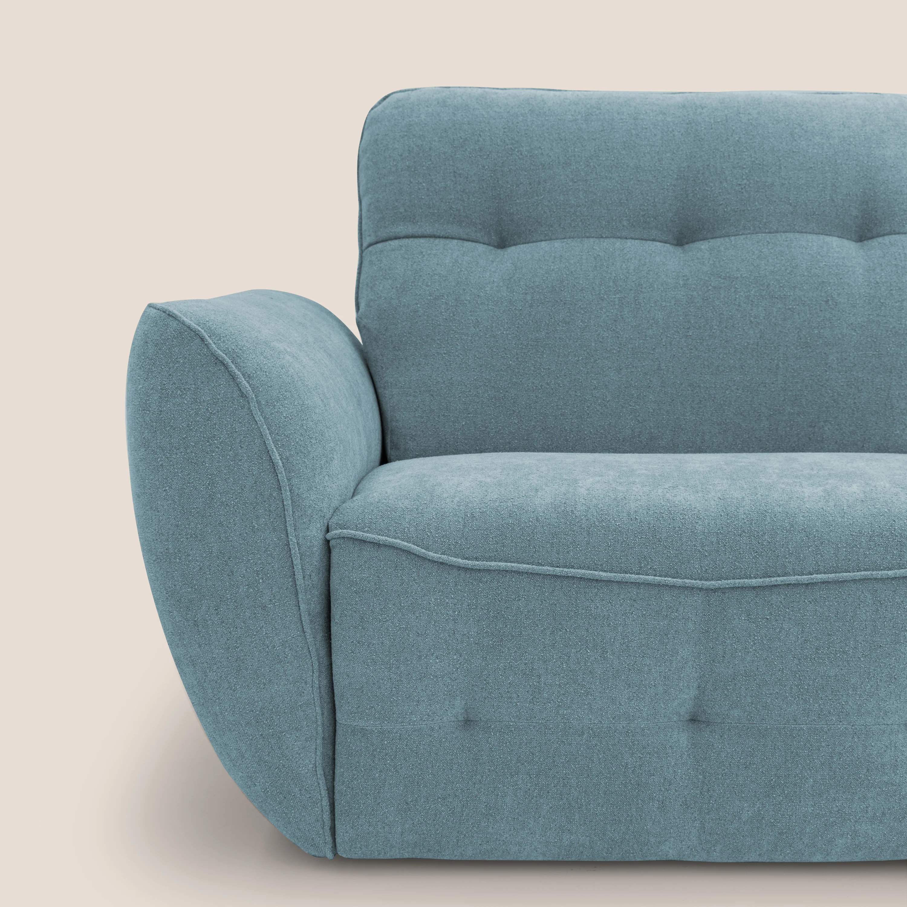 Cerbero canapé d'angle avec pouf terminal en bouclette douce imperméable T07 sucre glace - Image 6