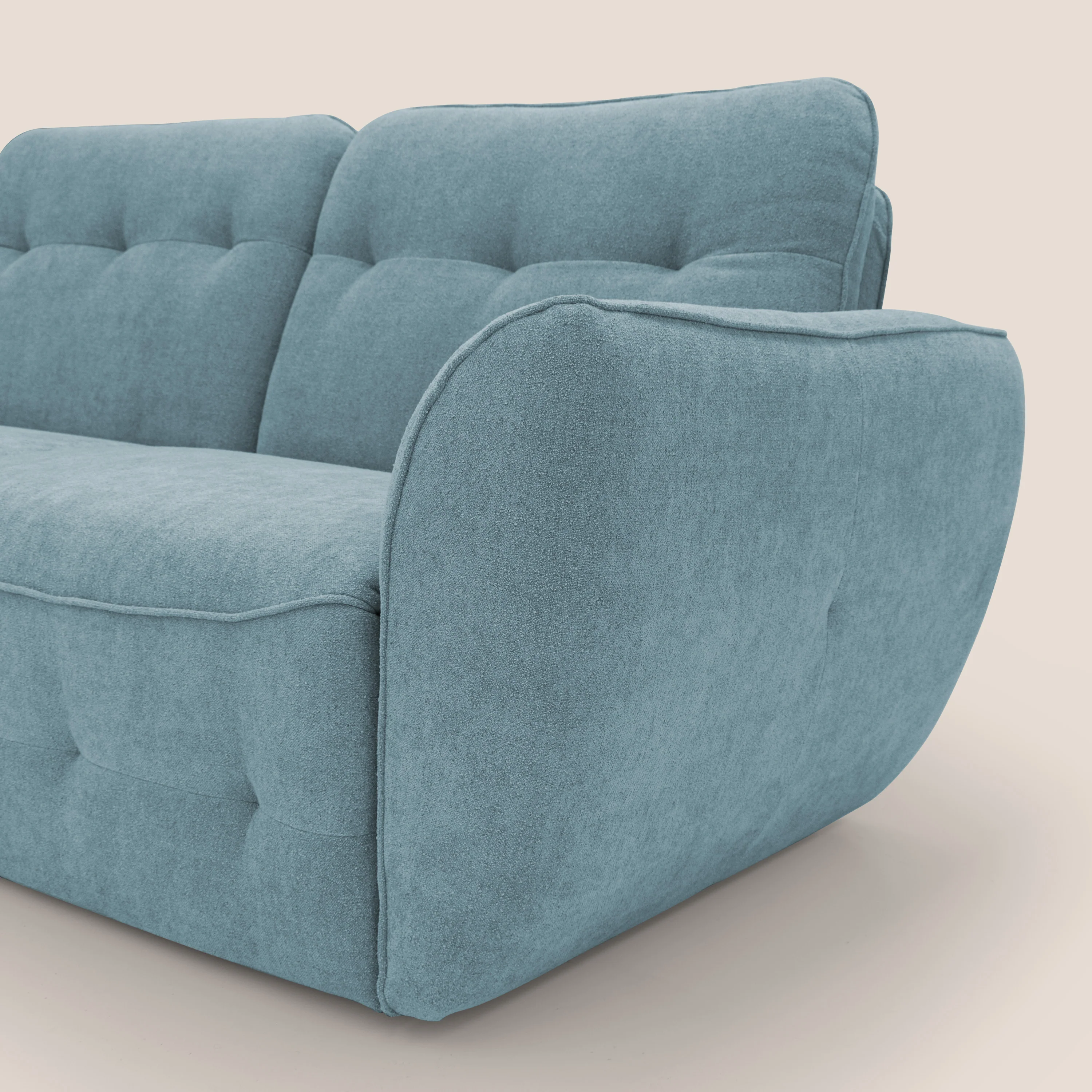 Cerbero canapé d'angle avec pouf terminal en bouclette douce imperméable T07 sucre glace - Image 8