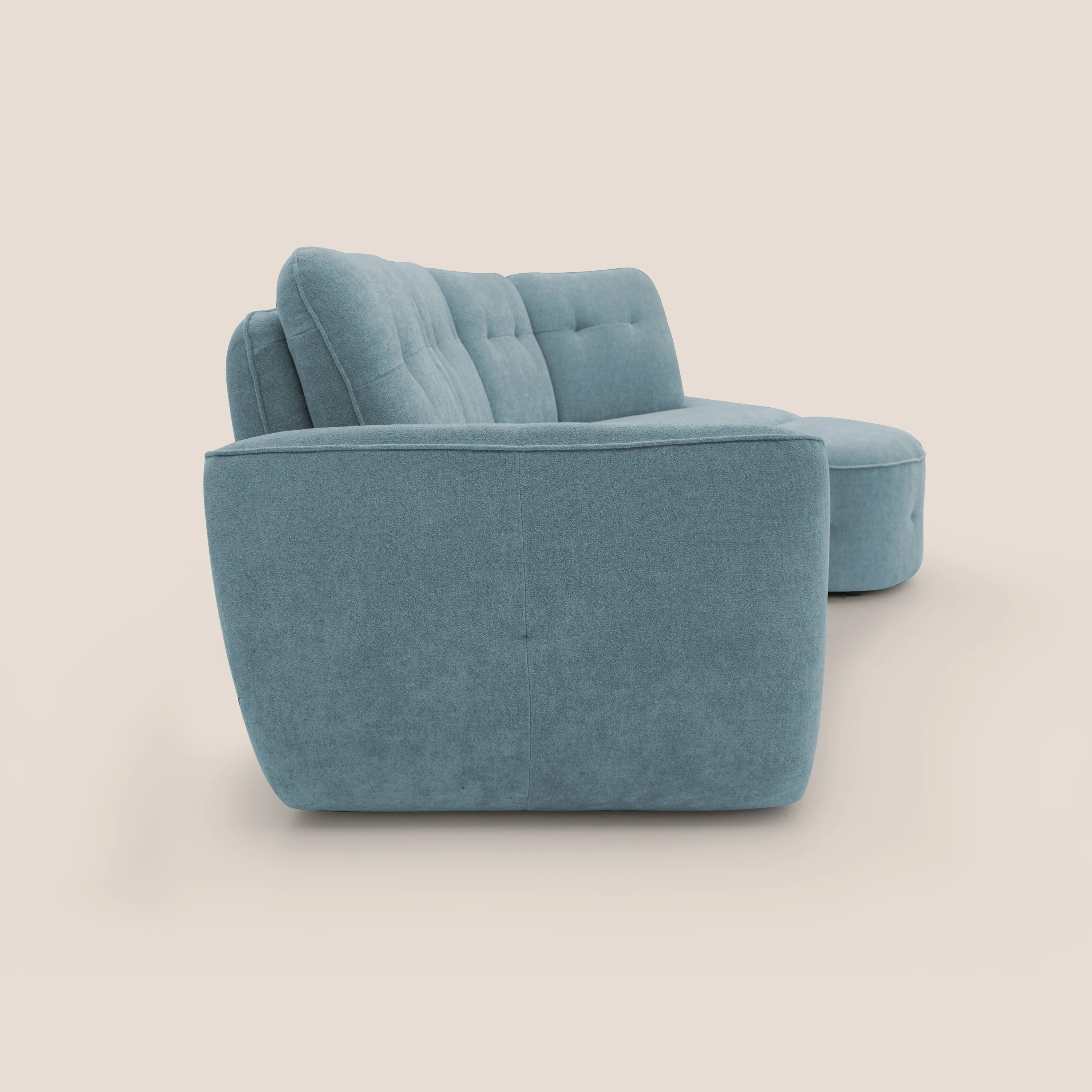 Cerbero canapé d'angle avec pouf terminal en bouclette douce imperméable T07 sucre glace - Image 9