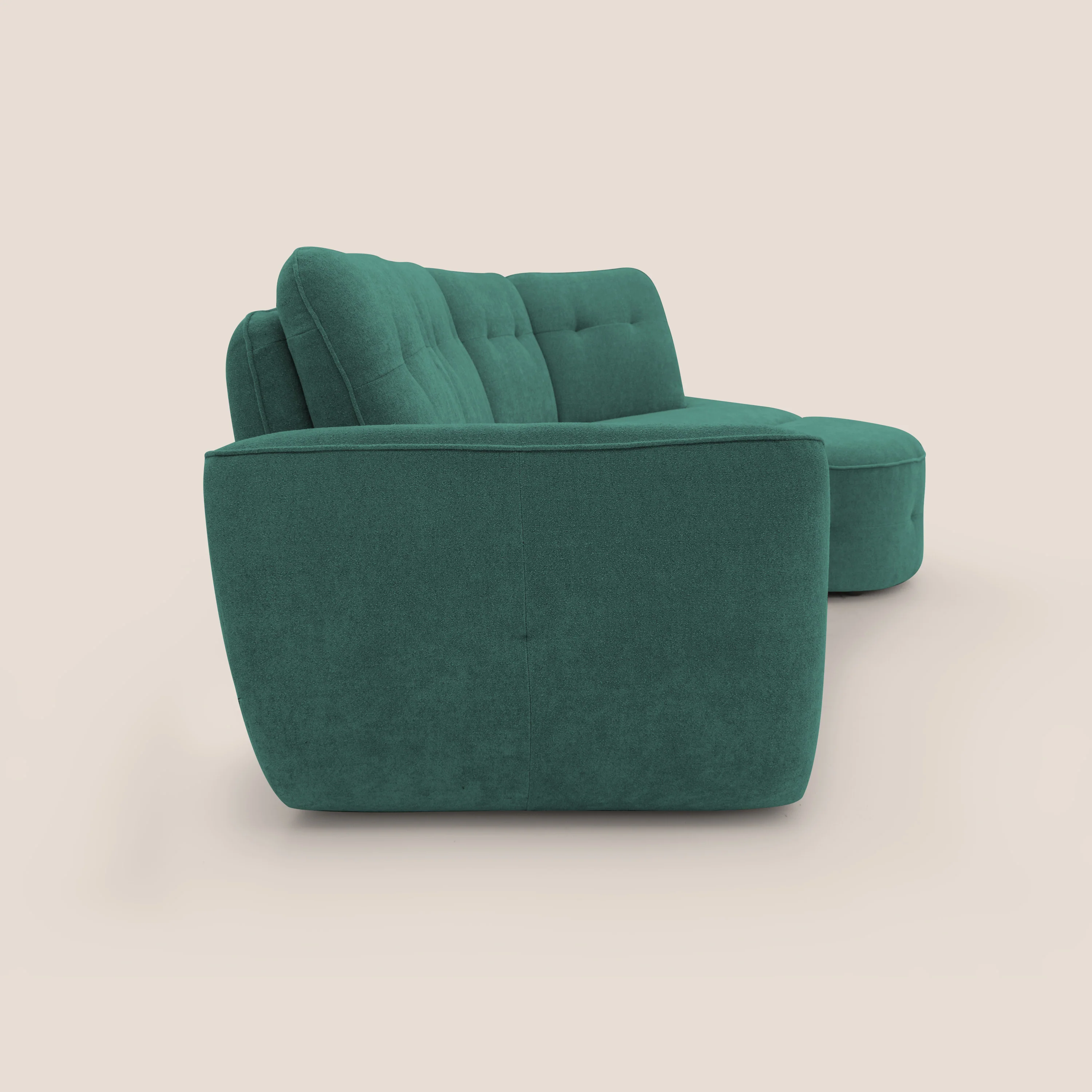 Cerbero canapé d'angle avec pouf terminal en bouclette douce imperméable T07 vert - Image 10