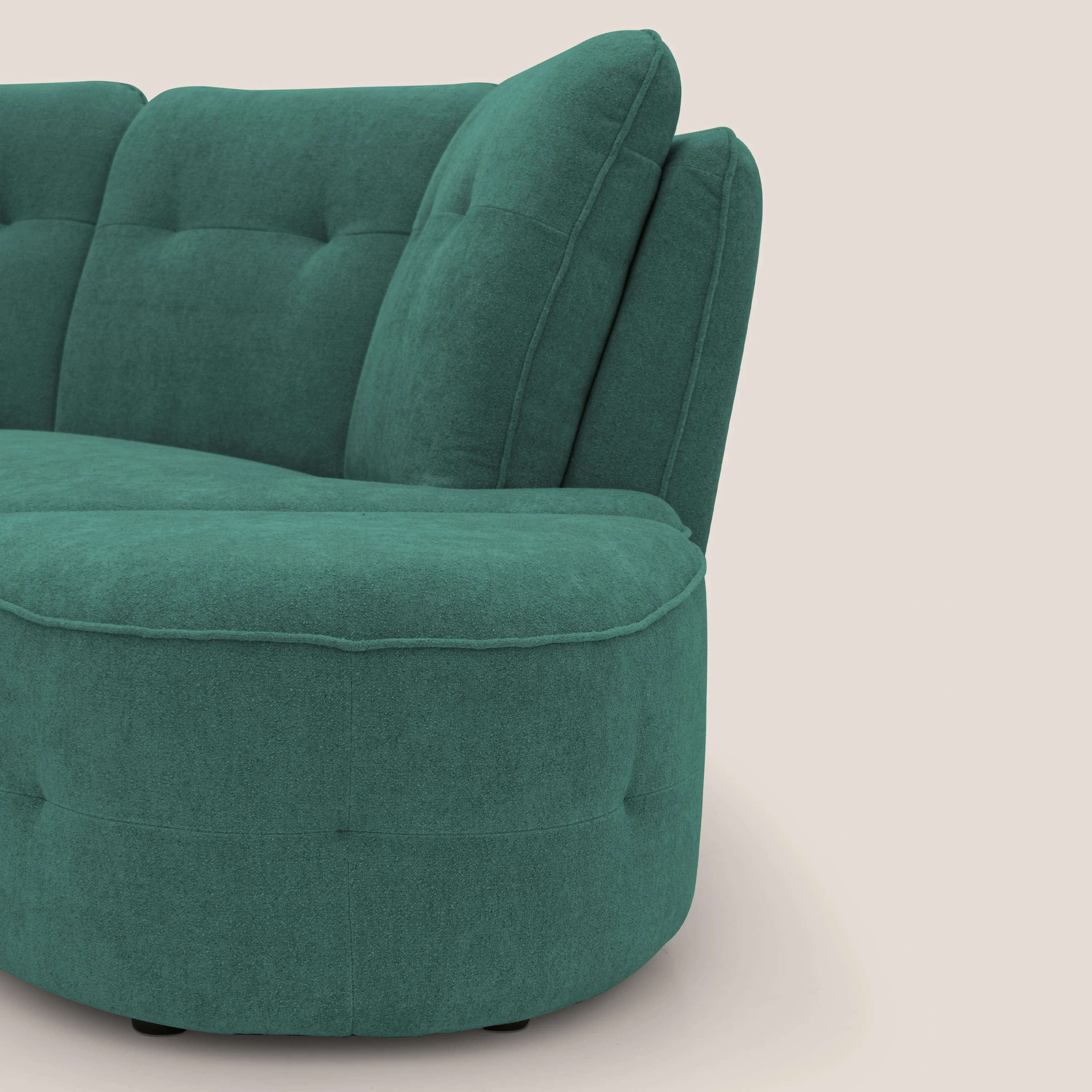 Cerbero canapé d'angle avec pouf terminal en bouclette douce imperméable T07 vert - Image 14
