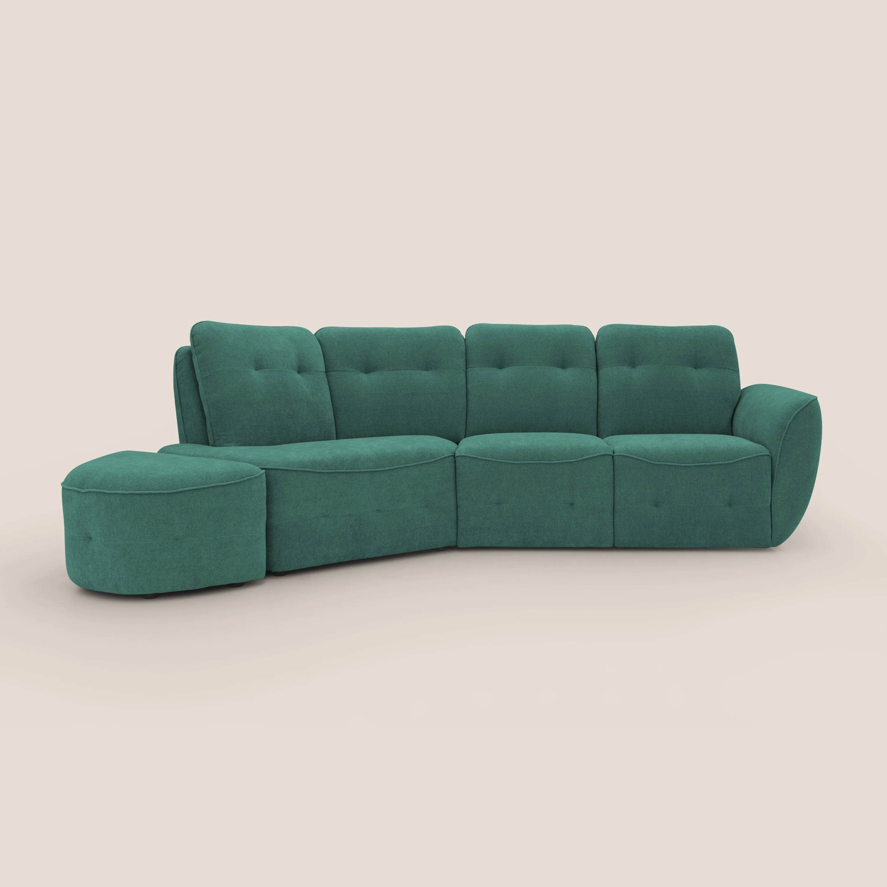 Cerbero canapé d'angle avec pouf terminal en bouclette douce imperméable T07 vert - Image 15