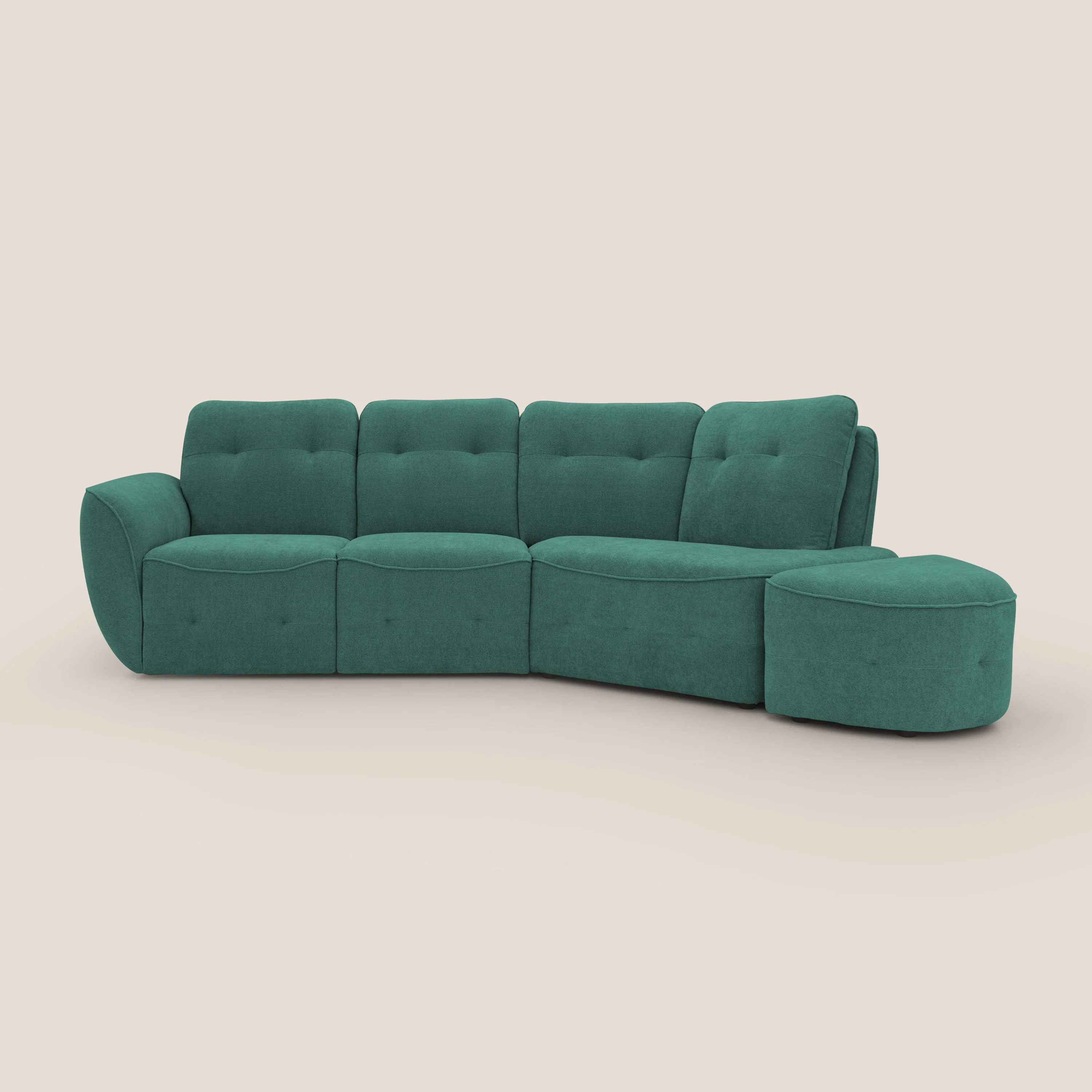 Cerbero canapé d'angle avec pouf terminal en bouclette douce imperméable T07 vert - Image 2