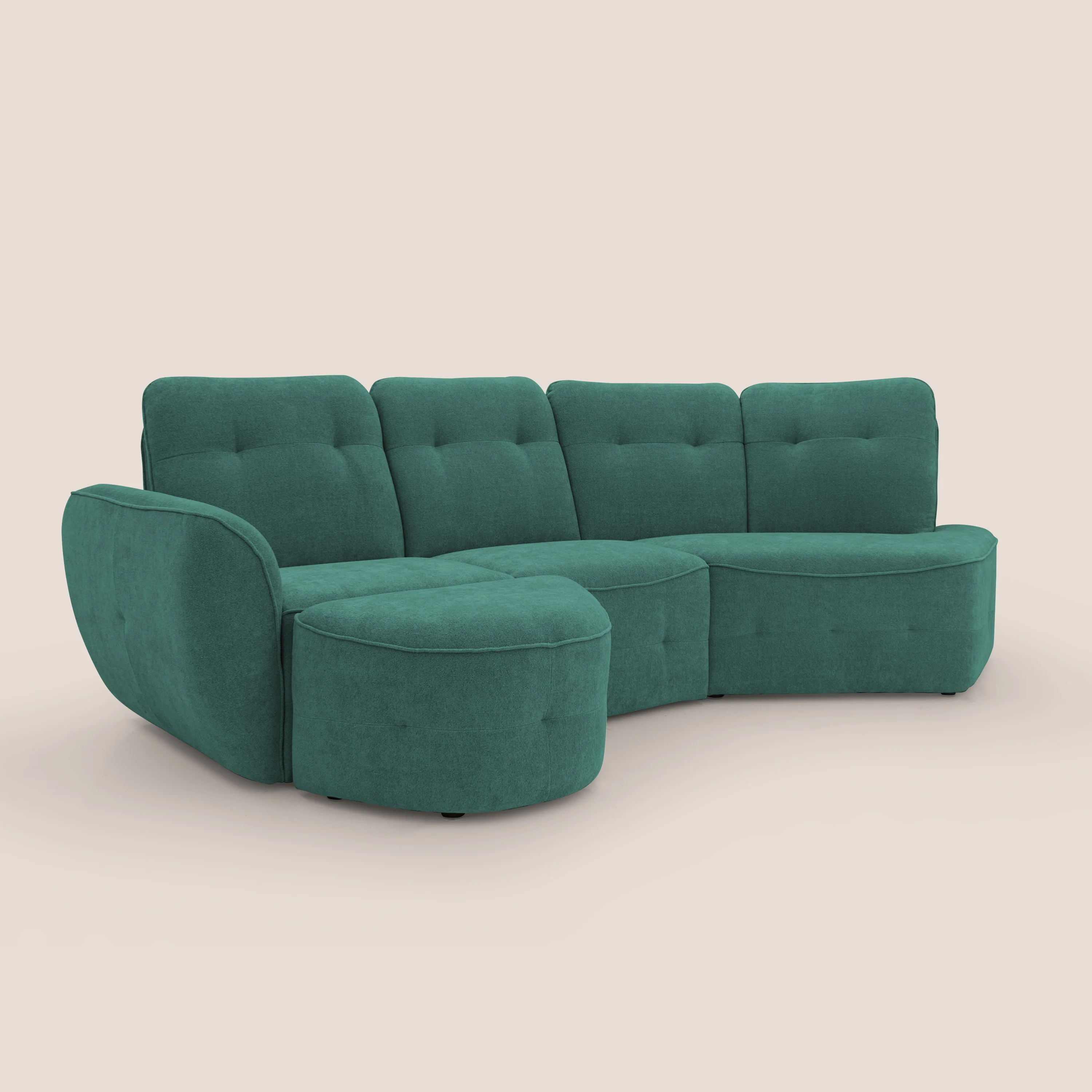 Cerbero canapé d'angle avec pouf terminal en bouclette douce imperméable T07 vert - Image 5