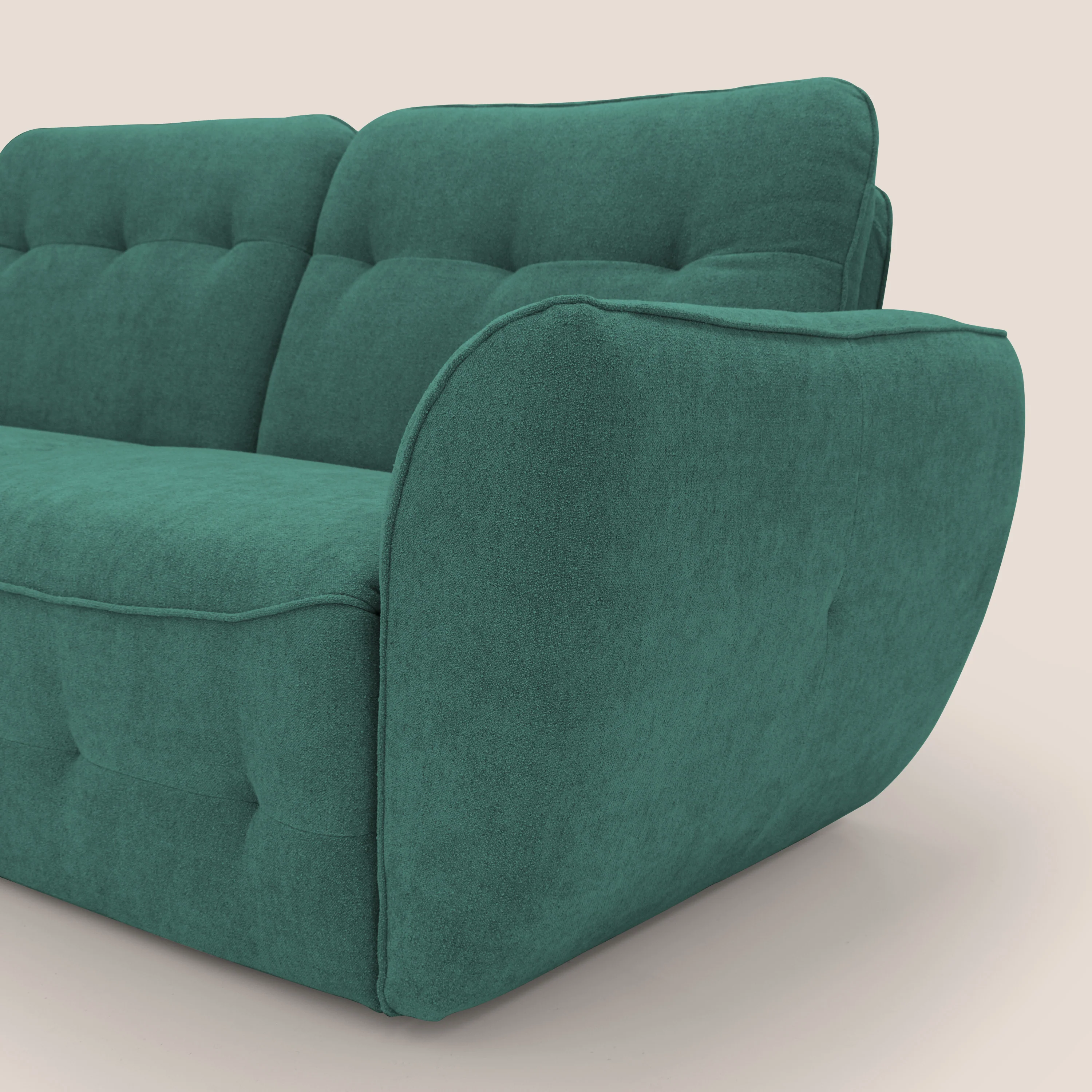 Cerbero canapé d'angle avec pouf terminal en bouclette douce imperméable T07 vert - Image 9