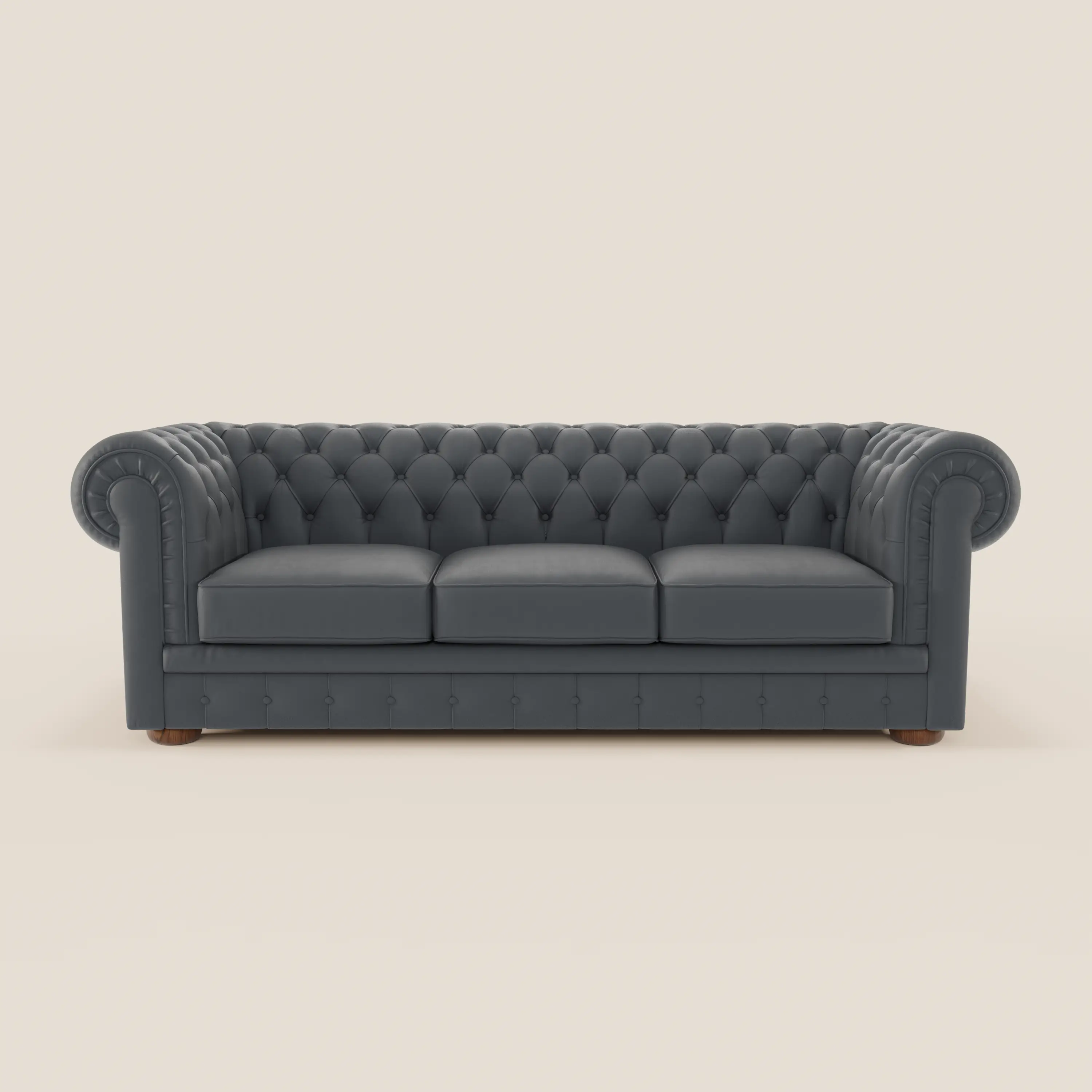 Chester 4 places 3 assises en véritable cuir - Chesterfield capitonnage artisanal - Image 12