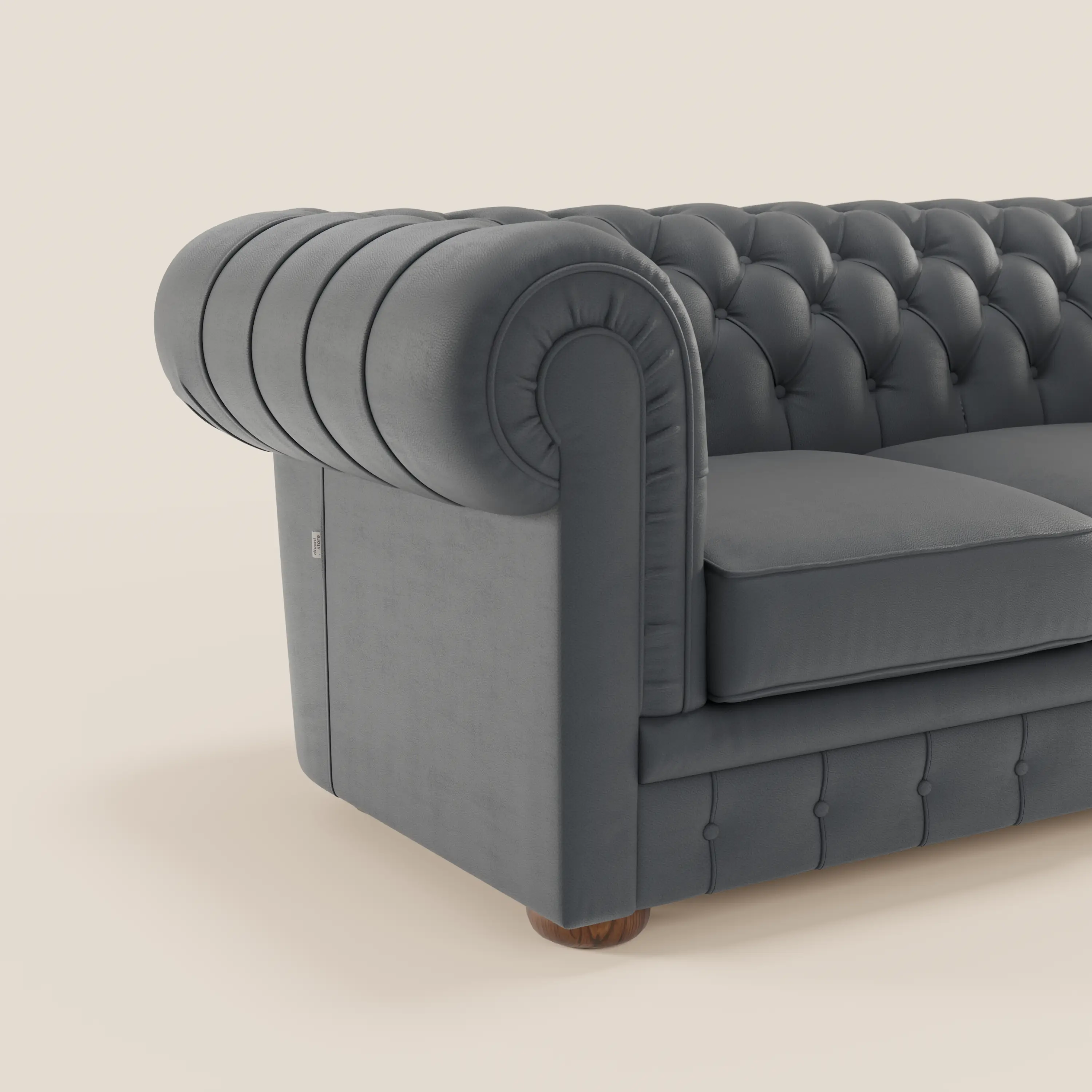 Chester 4 places 3 assises en véritable cuir - Chesterfield capitonnage artisanal - Image 18