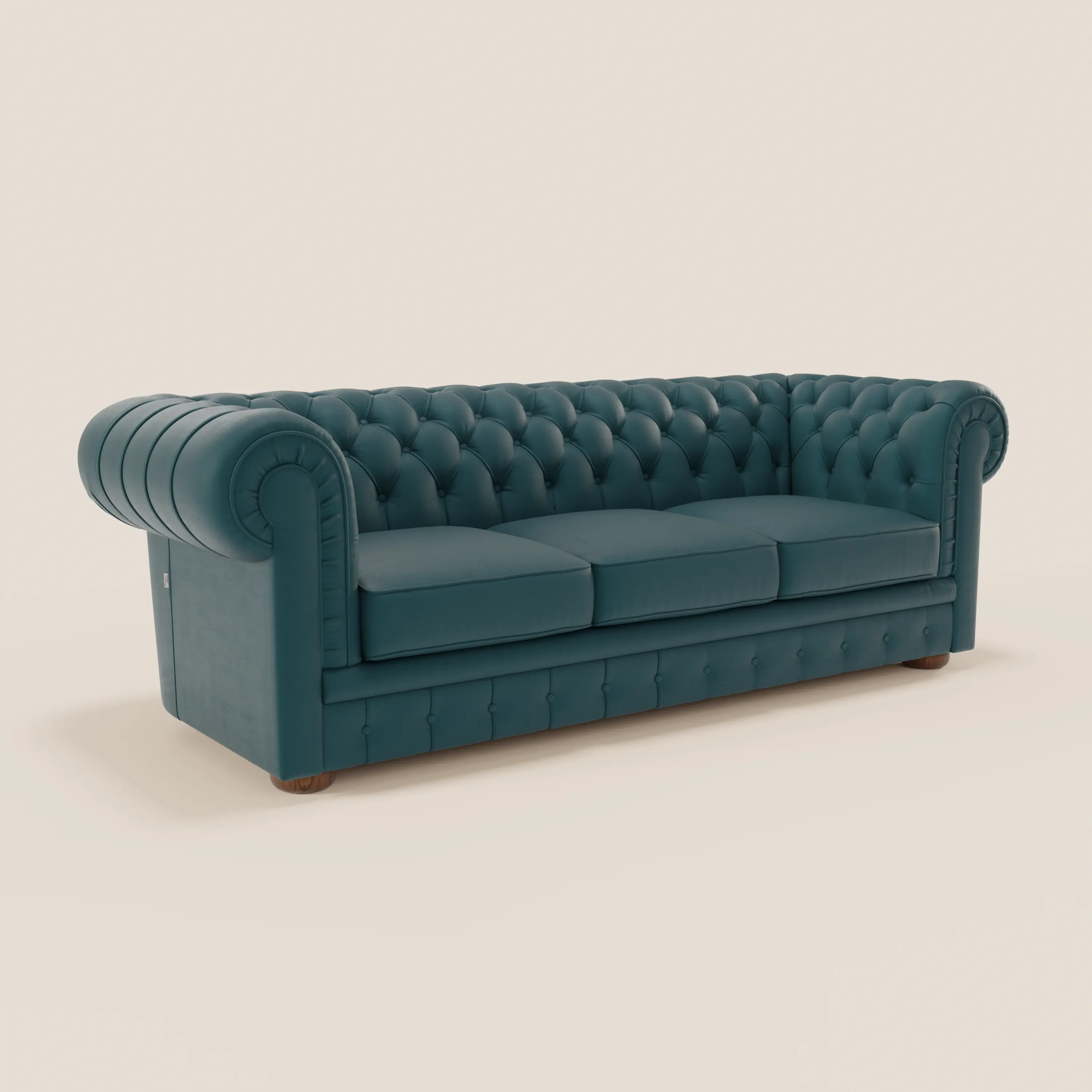 Chester 4 places 3 assises en véritable cuir - Chesterfield capitonnage artisanal - Image 3
