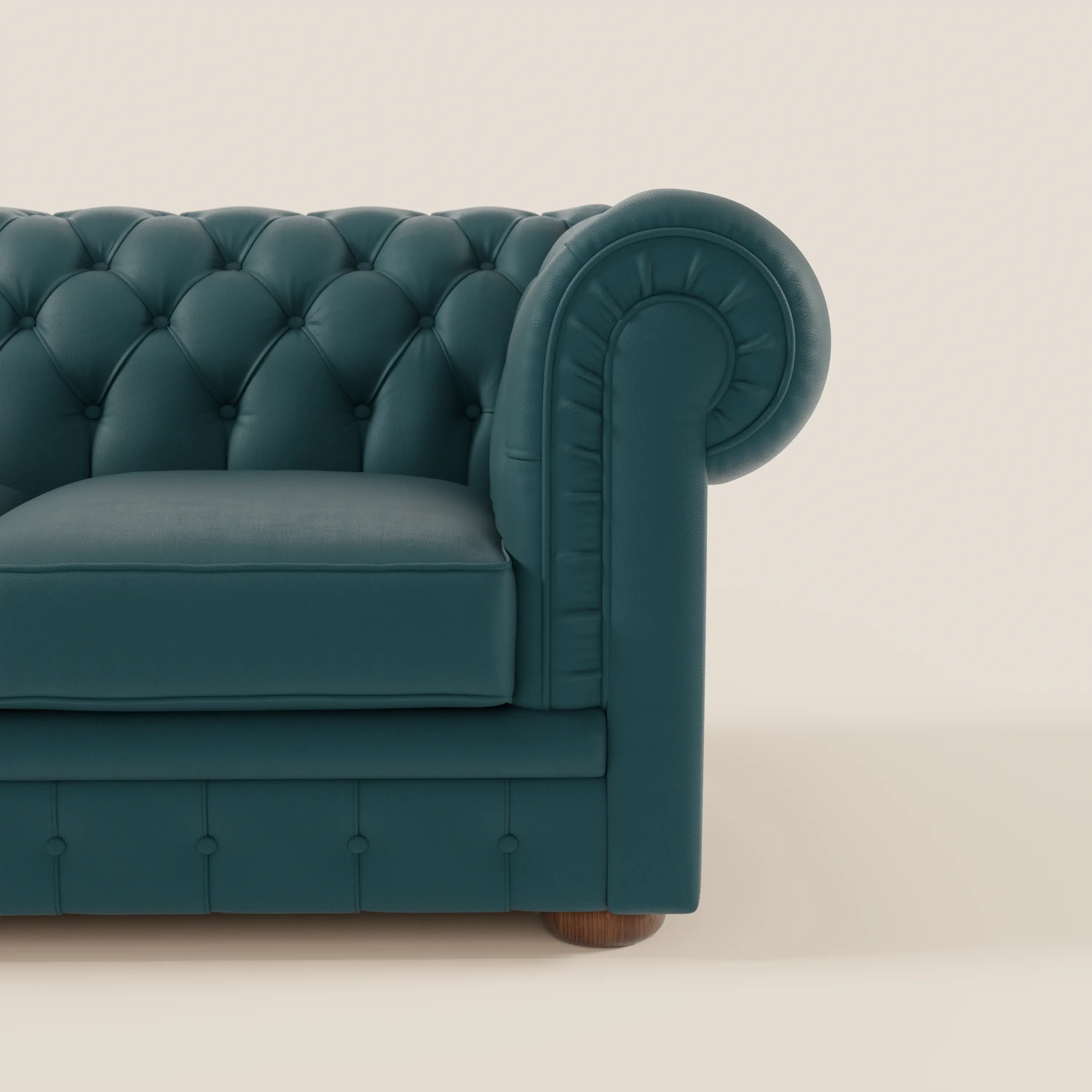 Chester 4 places 3 assises en véritable cuir - Chesterfield capitonnage artisanal - Image 4