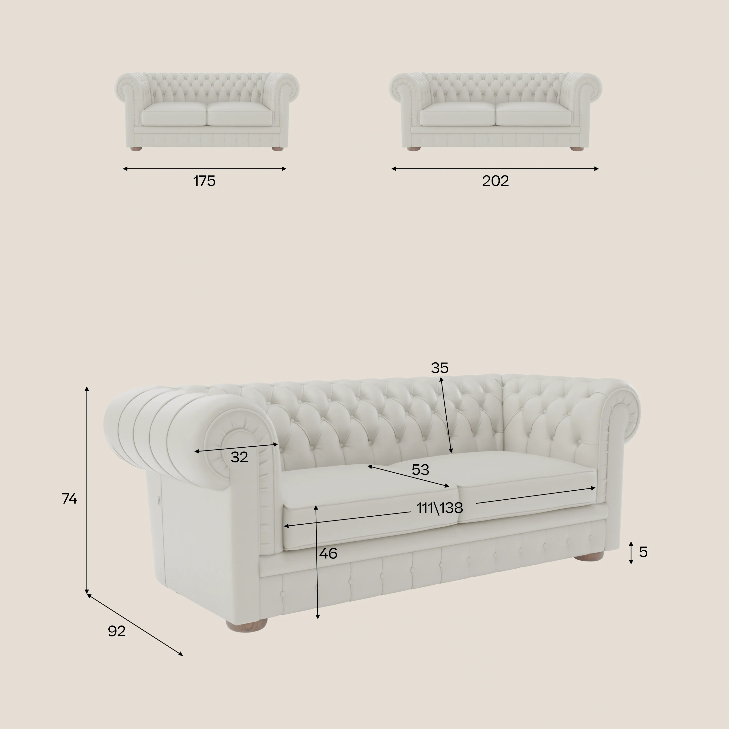 Chester - Canapé Chesterfield en véritable cuir 2 ou 3 places - Image 101