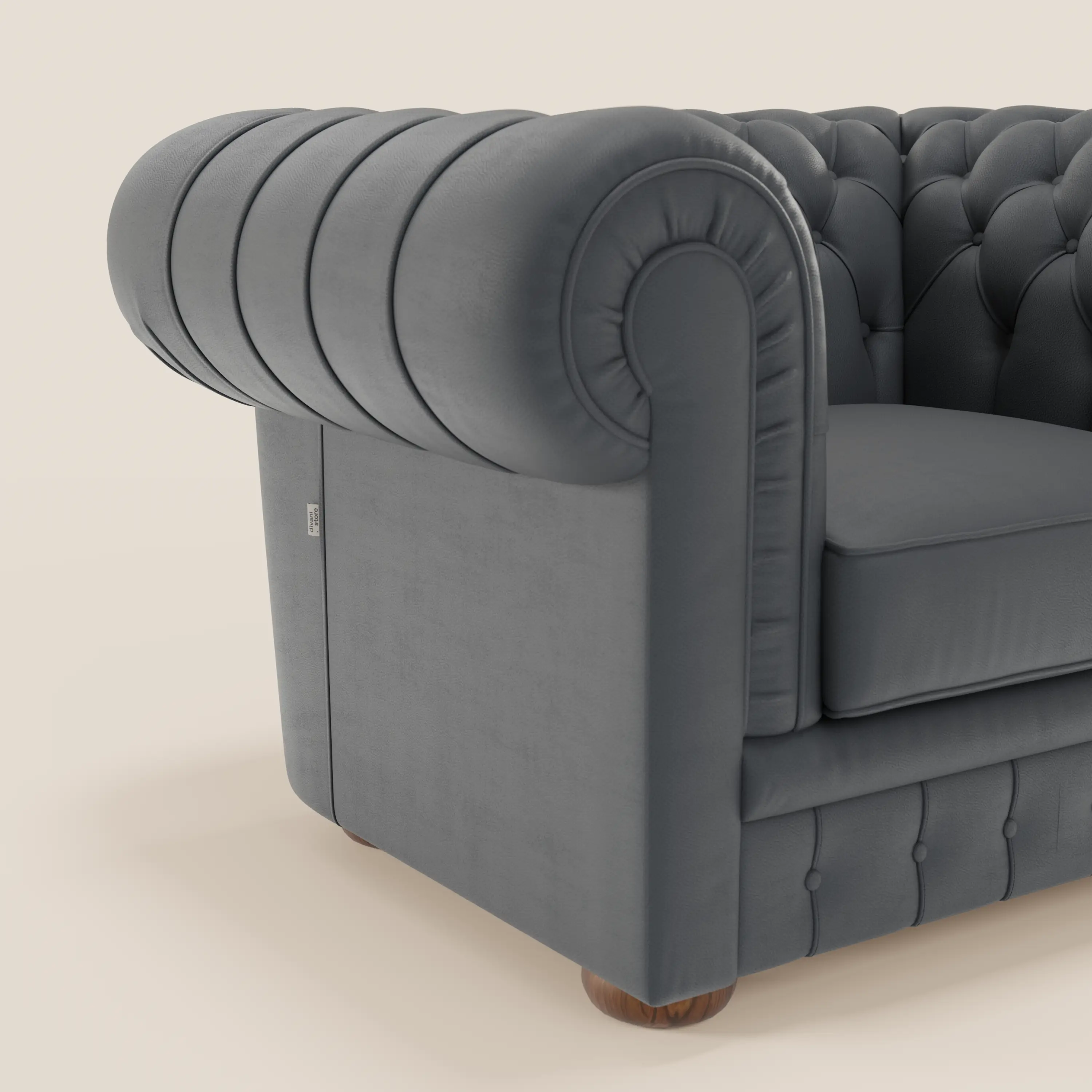 Chester Fauteuil en véritable cuir avec capitonné artisanal - Image 13