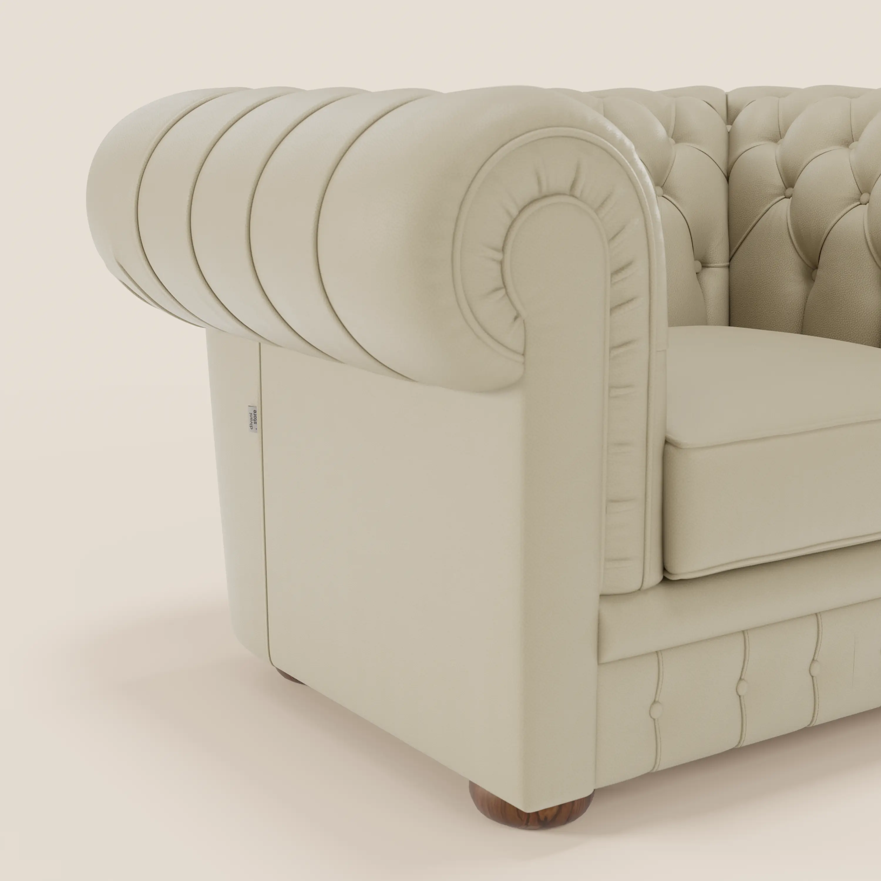 Chester Fauteuil en véritable cuir avec capitonné artisanal - Image 22