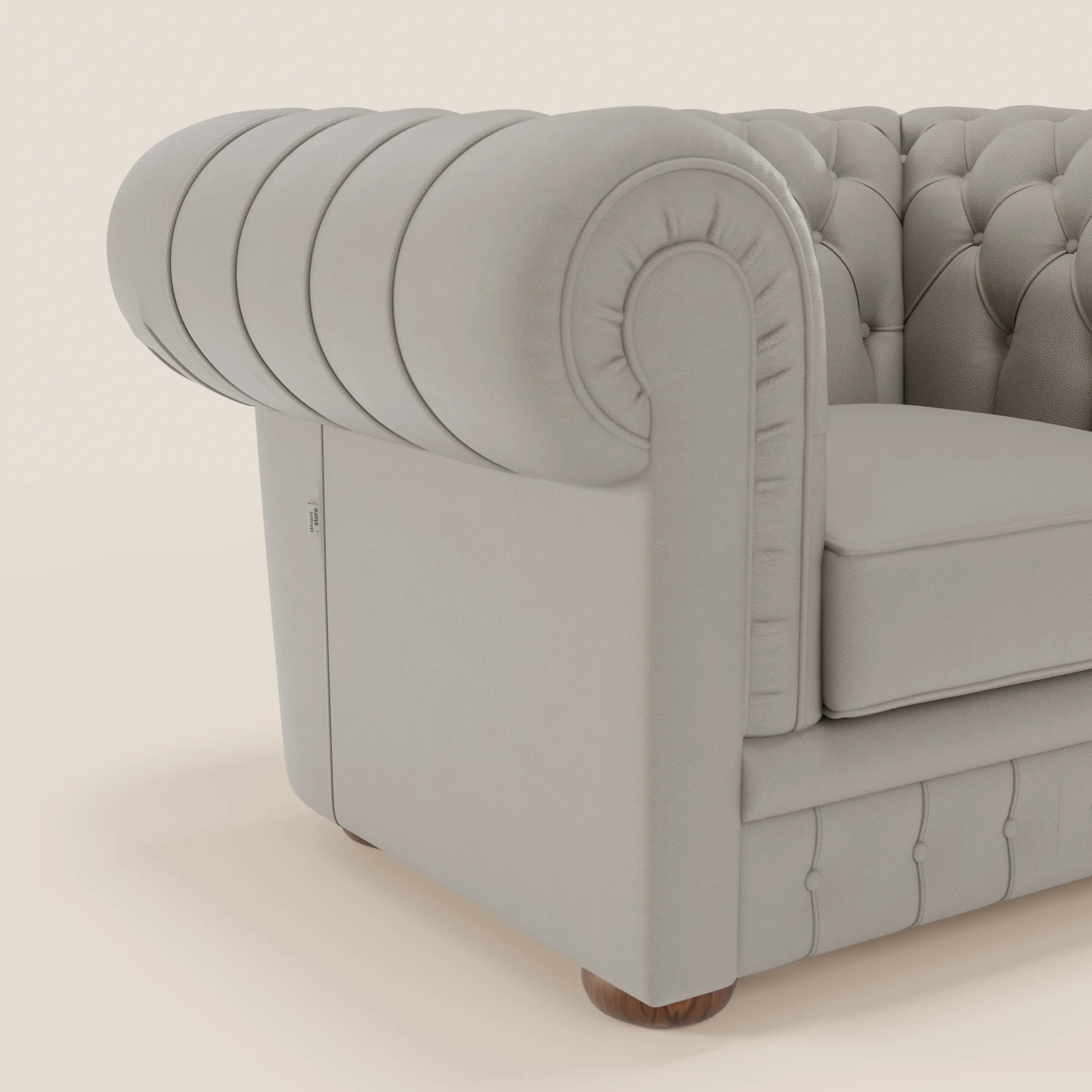 Chester Fauteuil en véritable cuir avec capitonné artisanal - Image 4