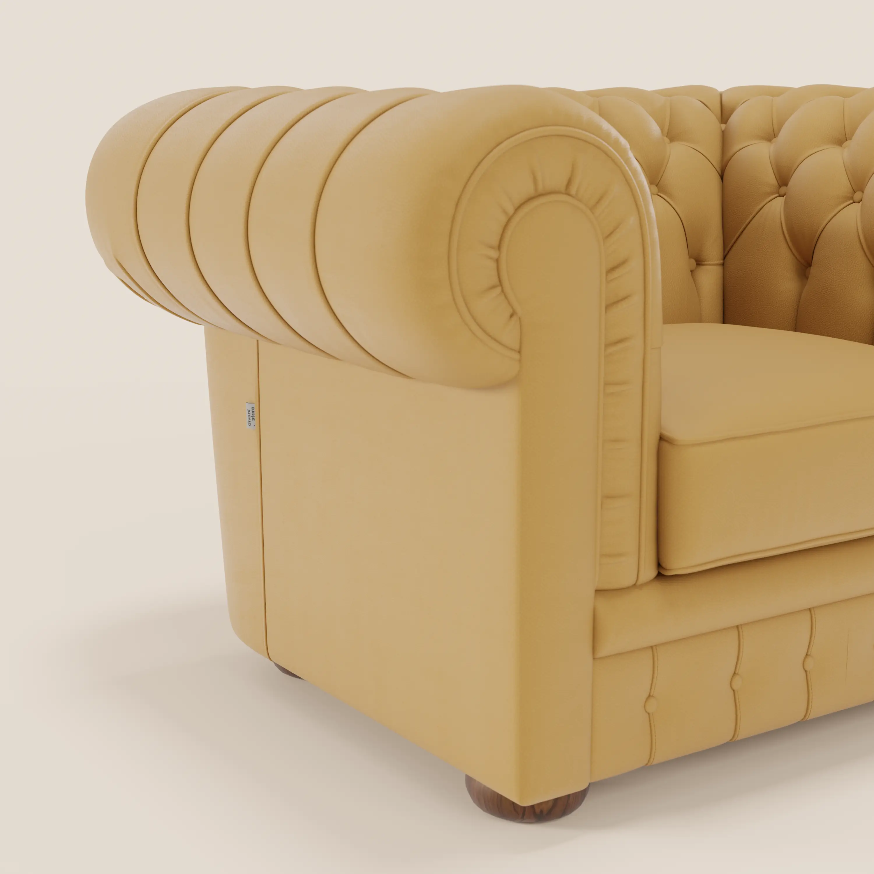 Chester Fauteuil en véritable cuir avec capitonné artisanal - Image 67