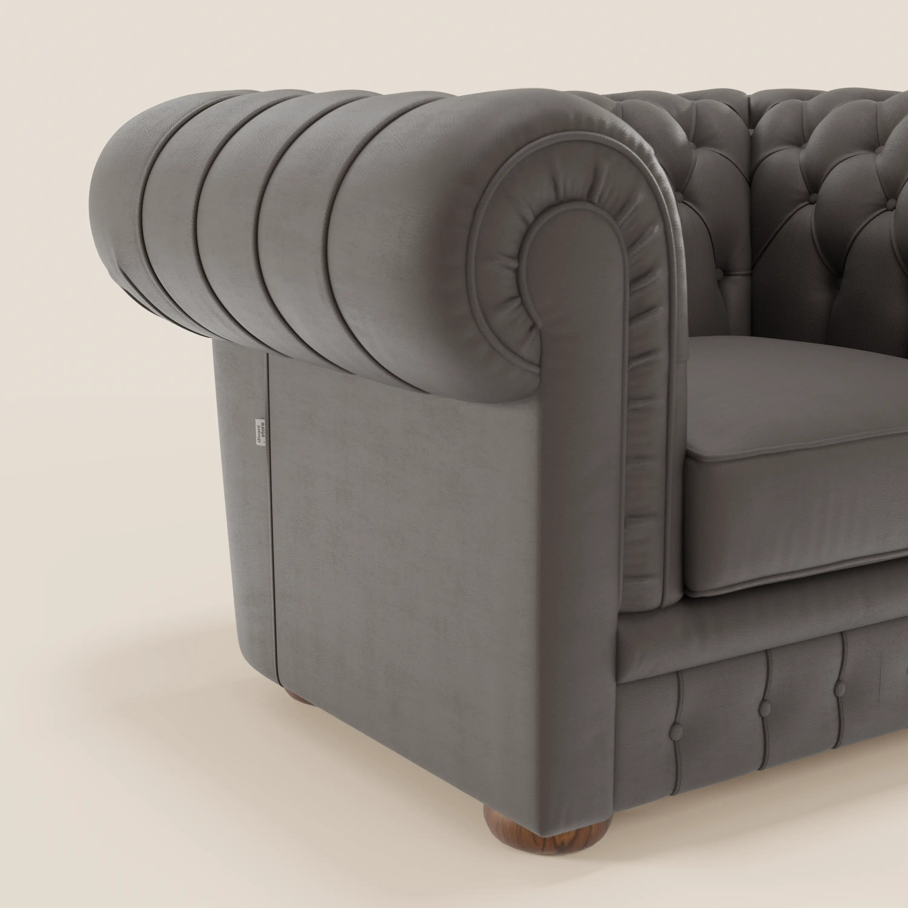 Chester Fauteuil en véritable cuir avec capitonné artisanal - Image 76