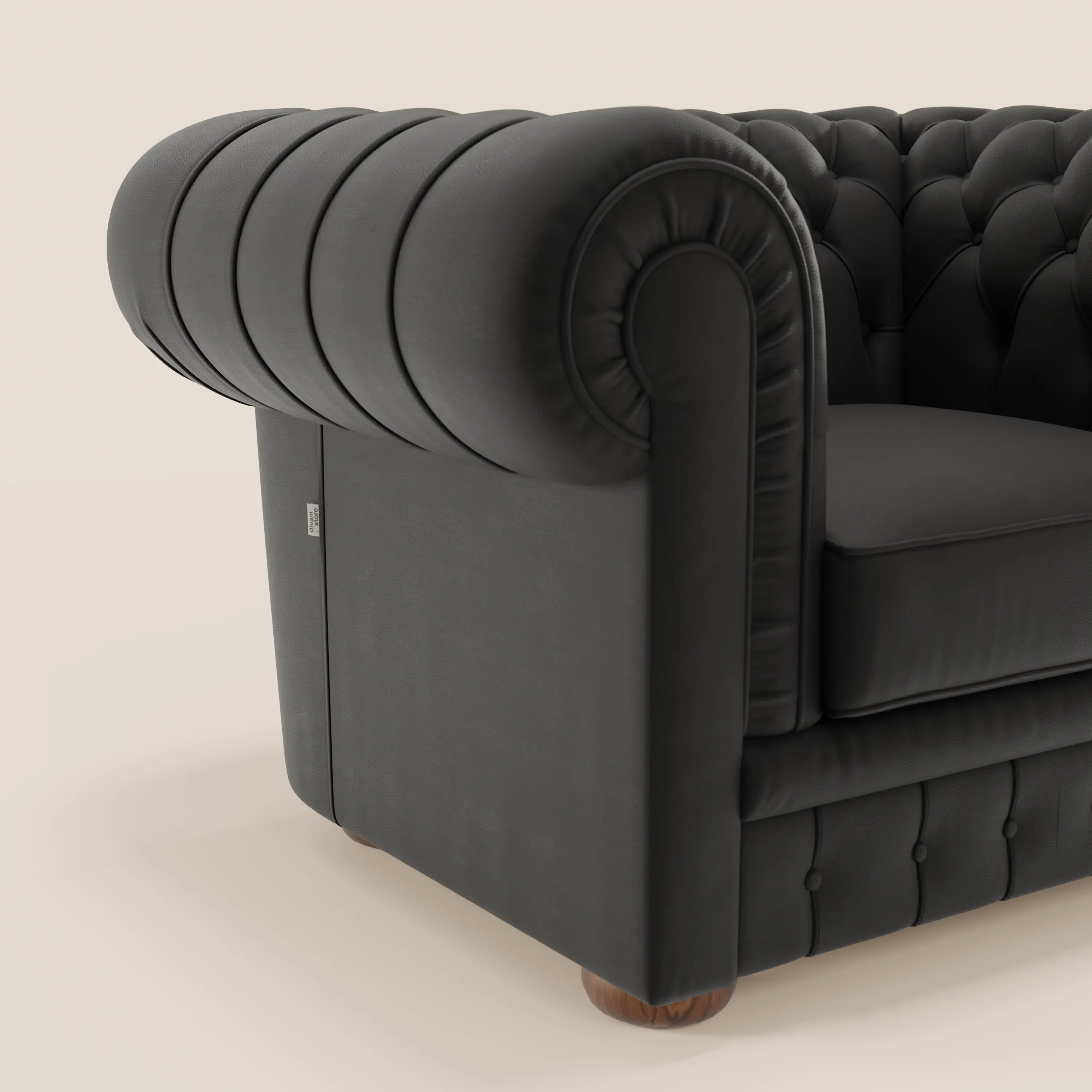 Chester Fauteuil en véritable cuir avec capitonné artisanal - Image 94