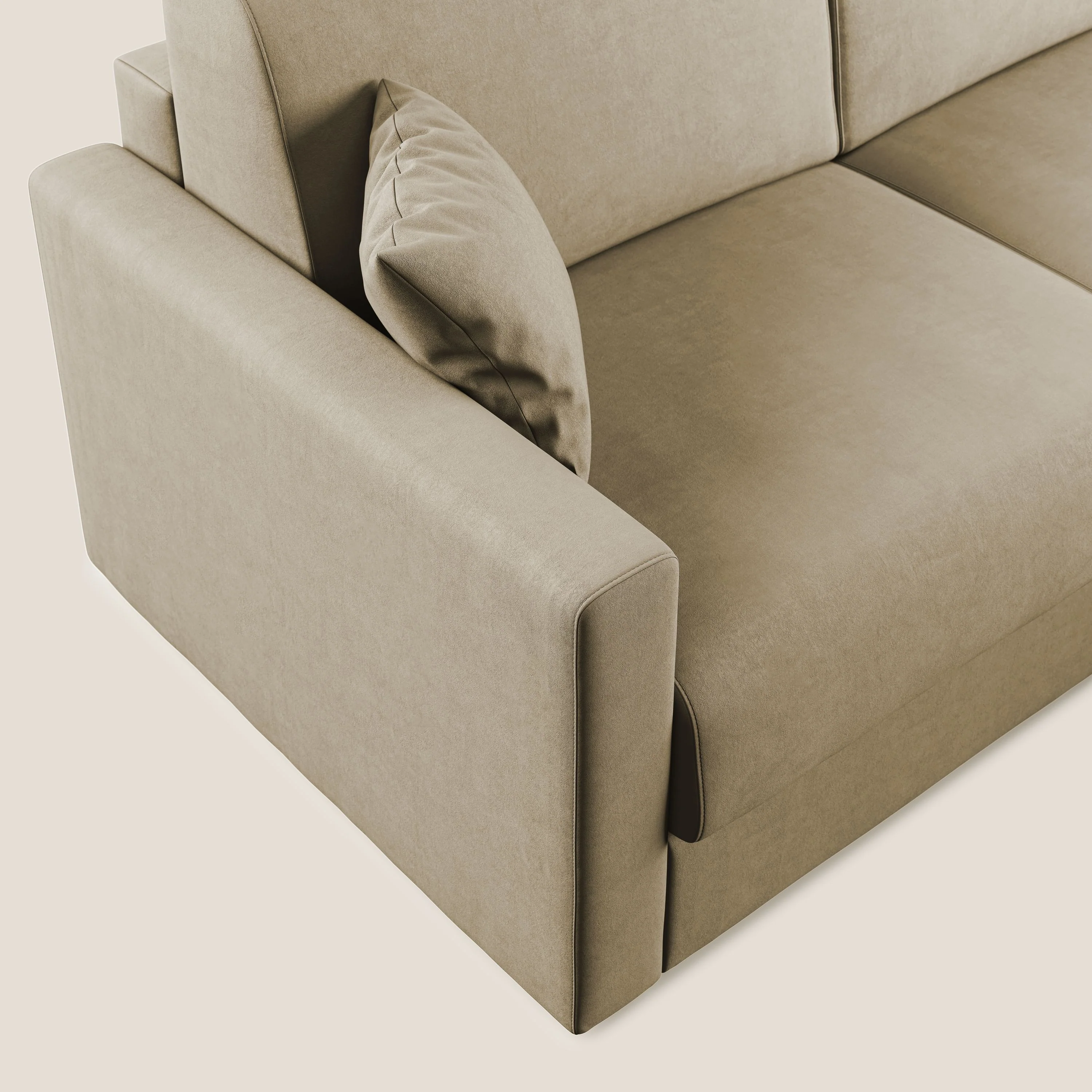 Chris canapé d'angle convertible en microfibre détachable T11 beige - Image 6