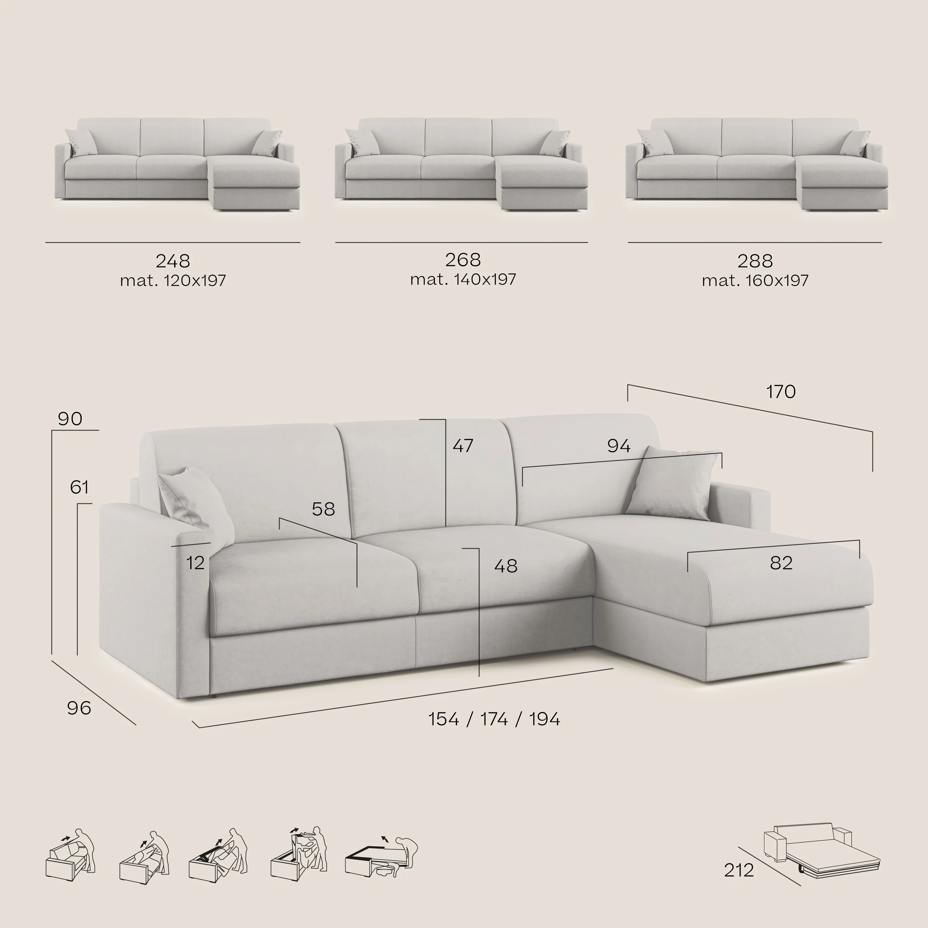 Chris canapé d'angle convertible en microfibre détachable T11 gris clair - Image 12