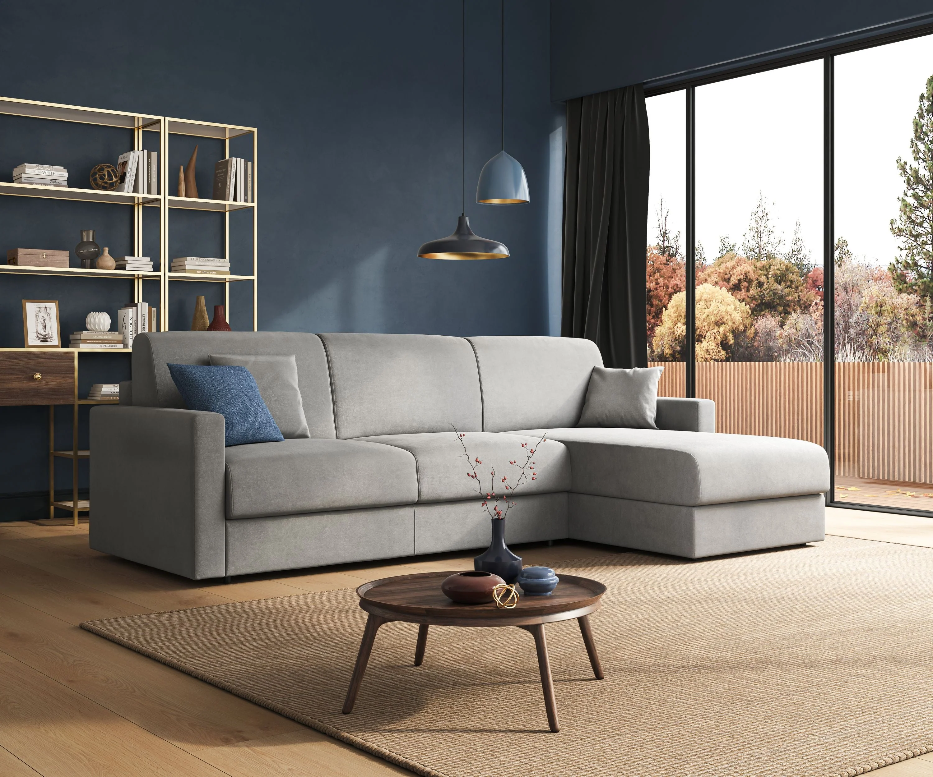 Chris canapé d'angle convertible en microfibre détachable T11 gris clair - Image 3