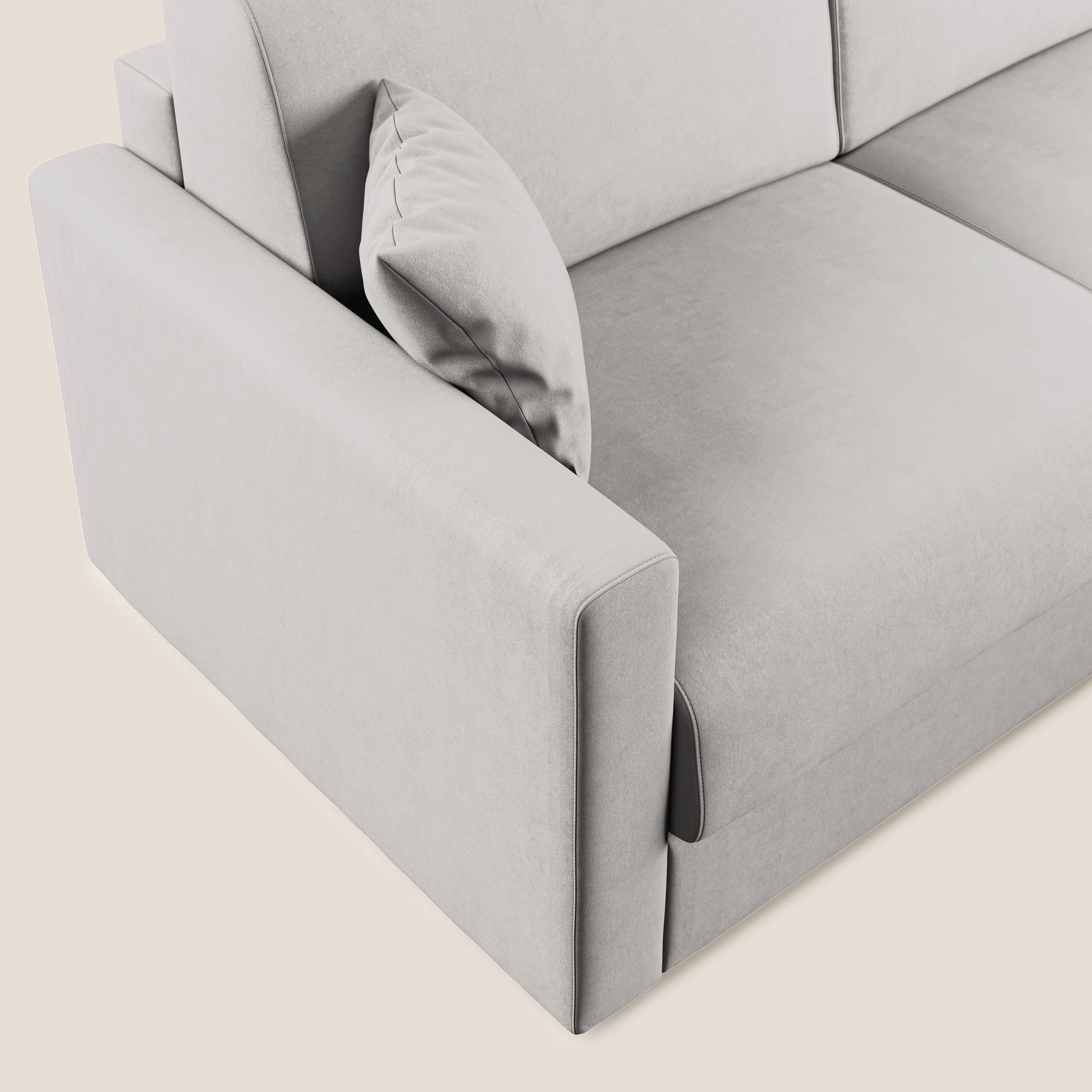 Chris canapé d'angle convertible en microfibre détachable T11 gris clair - Image 7
