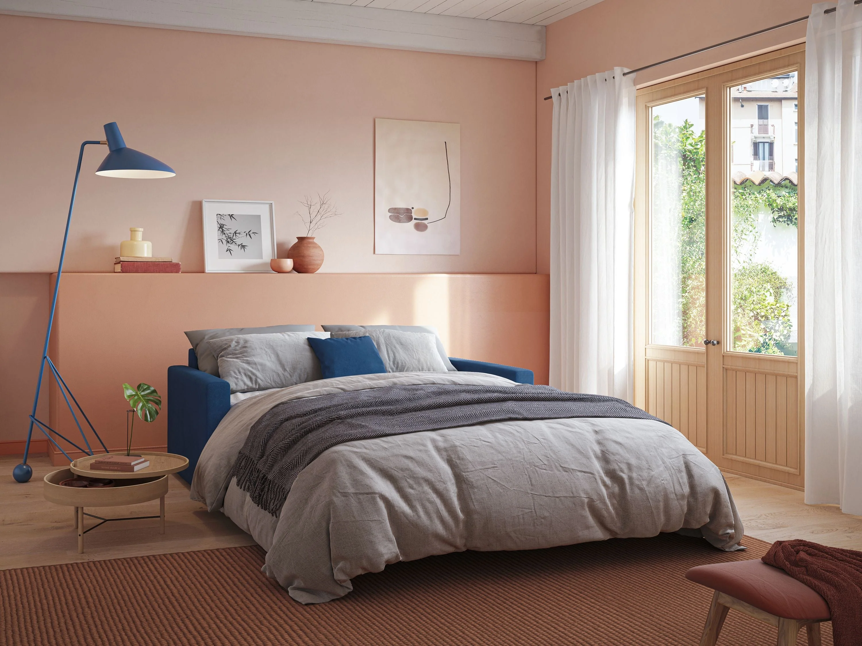 Chris canapé convertible en microfibre détachable T11 bleu canard - Image 12