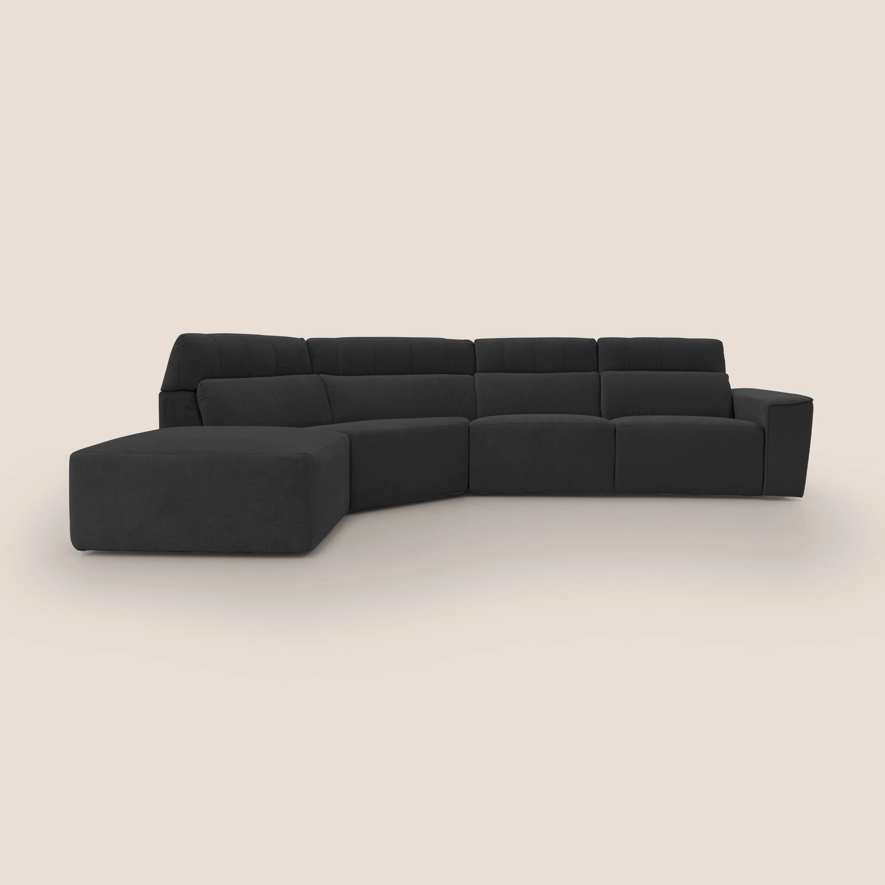 Clark Canapé d'angle avec option relax électrique en tissu imperméable et détachable T17 noir - Image 15