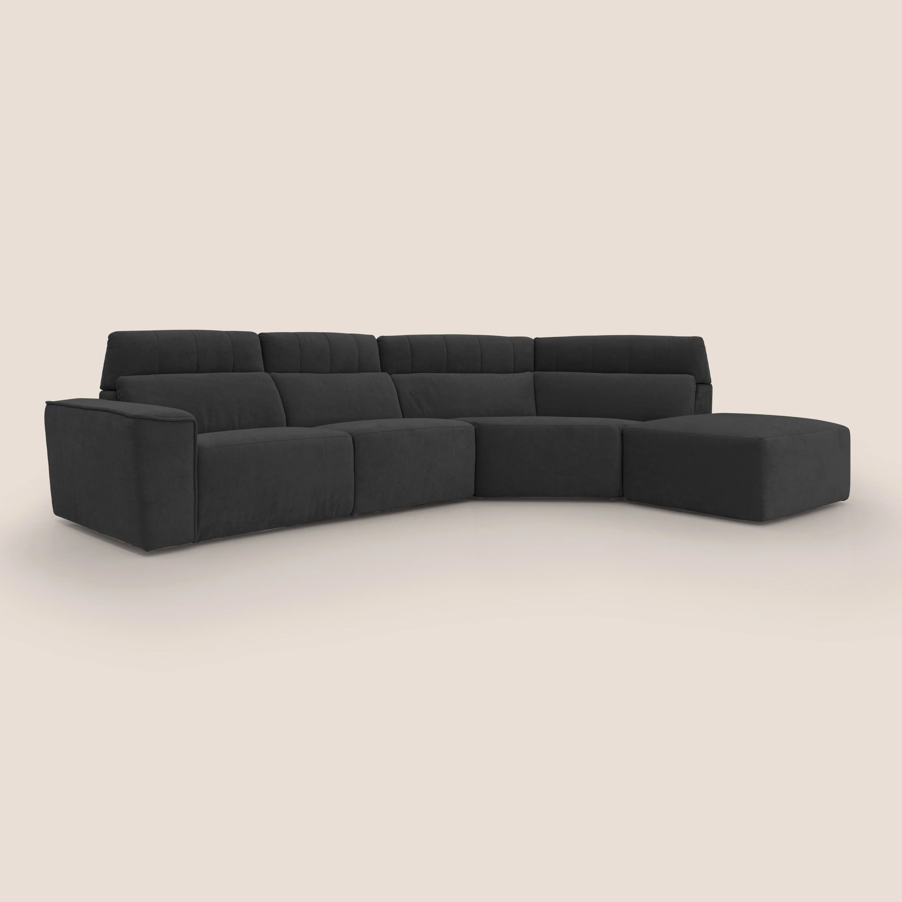 Clark Canapé d'angle avec option relax électrique en tissu imperméable et détachable T17 noir - Image 2