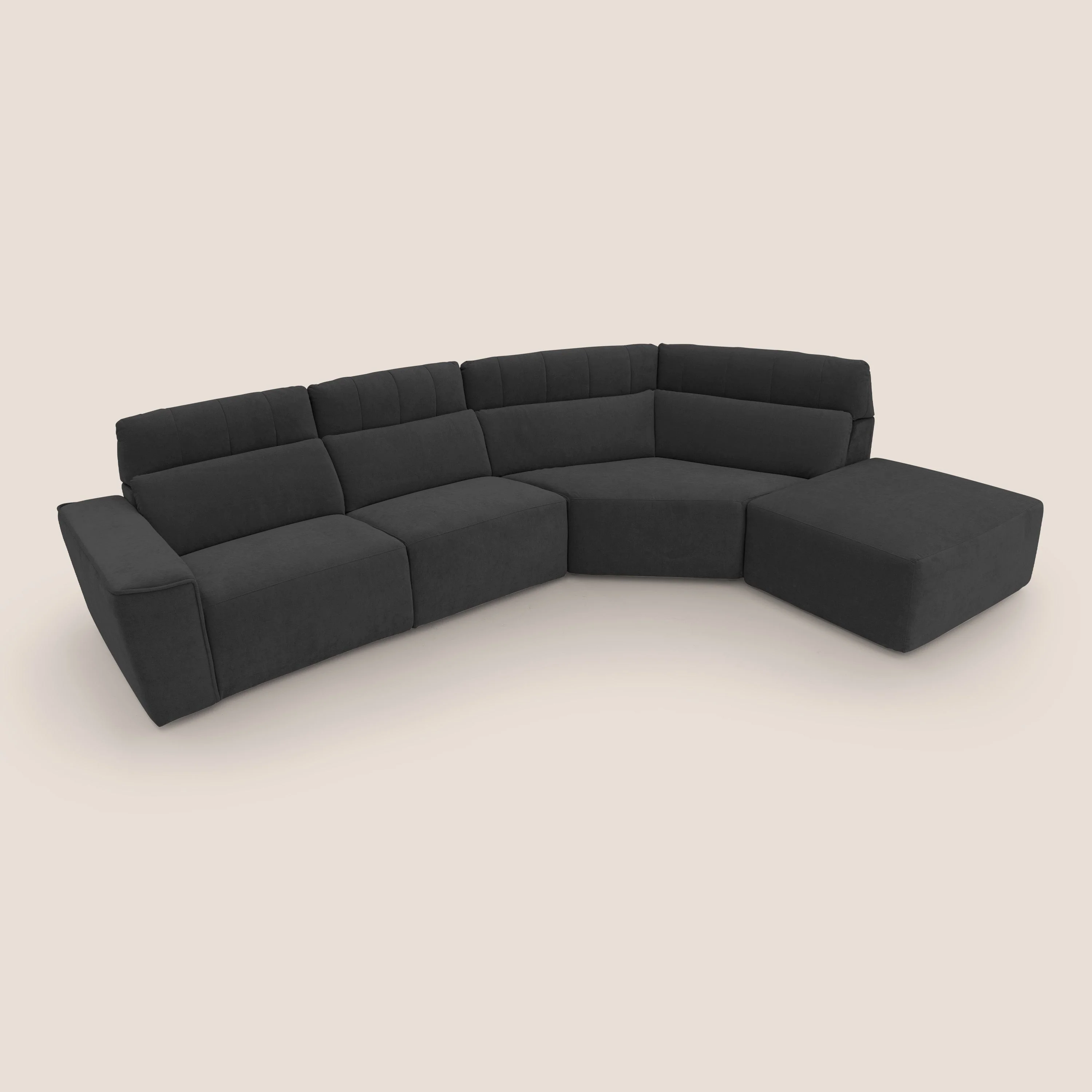 Clark Canapé d'angle avec option relax électrique en tissu imperméable et détachable T17 noir - Image 7