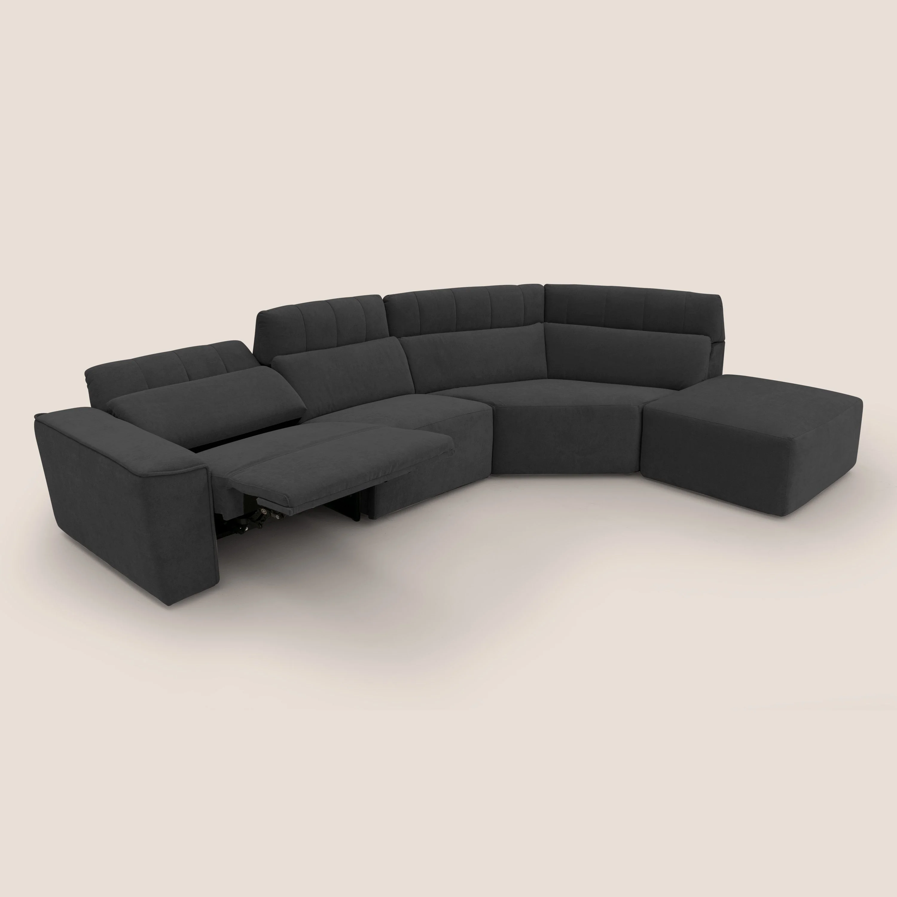 Clark Canapé d'angle avec option relax électrique en tissu imperméable et détachable T17 noir - Image 9
