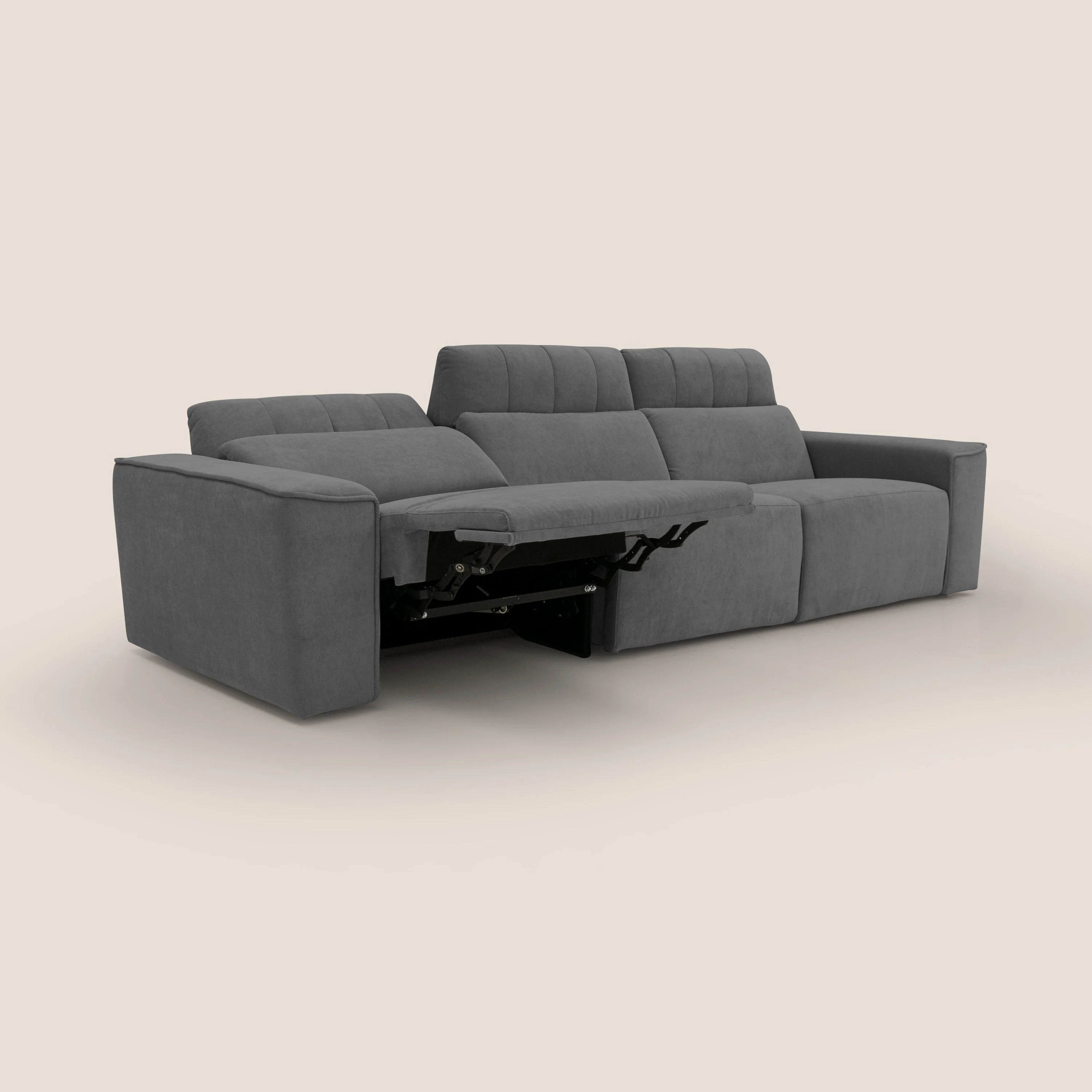 Clark Canapé modulable avec 3 assises et avec option relax électrique en tissu imperméable et détachable T17 anthracite - Image 2