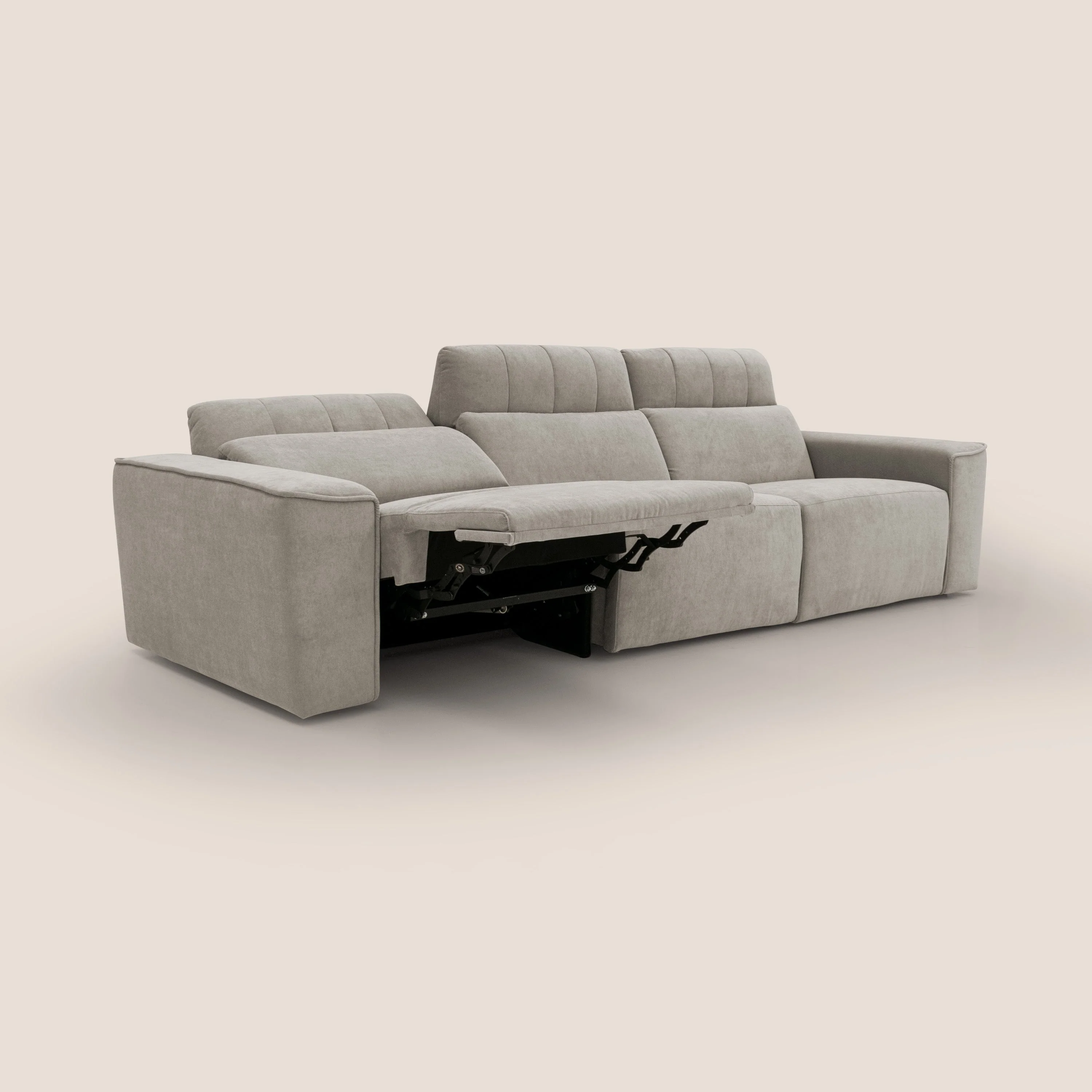 Clark Canapé modulable avec 3 assises et avec option relax électrique en tissu imperméable et détachable T17 beige - Image 2