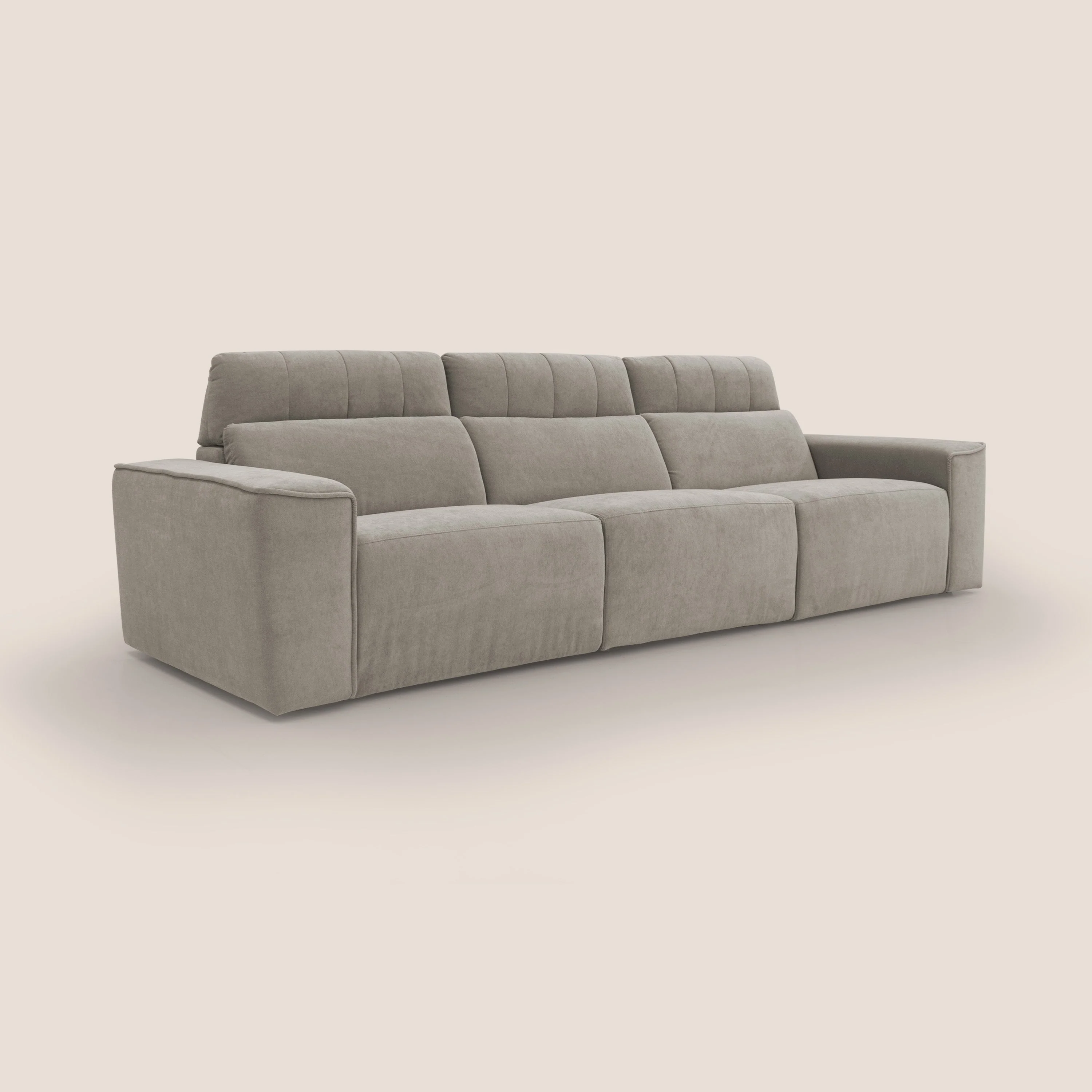Clark Canapé modulable avec 3 assises et avec option relax électrique en tissu imperméable et détachable T17 beige - Image 3
