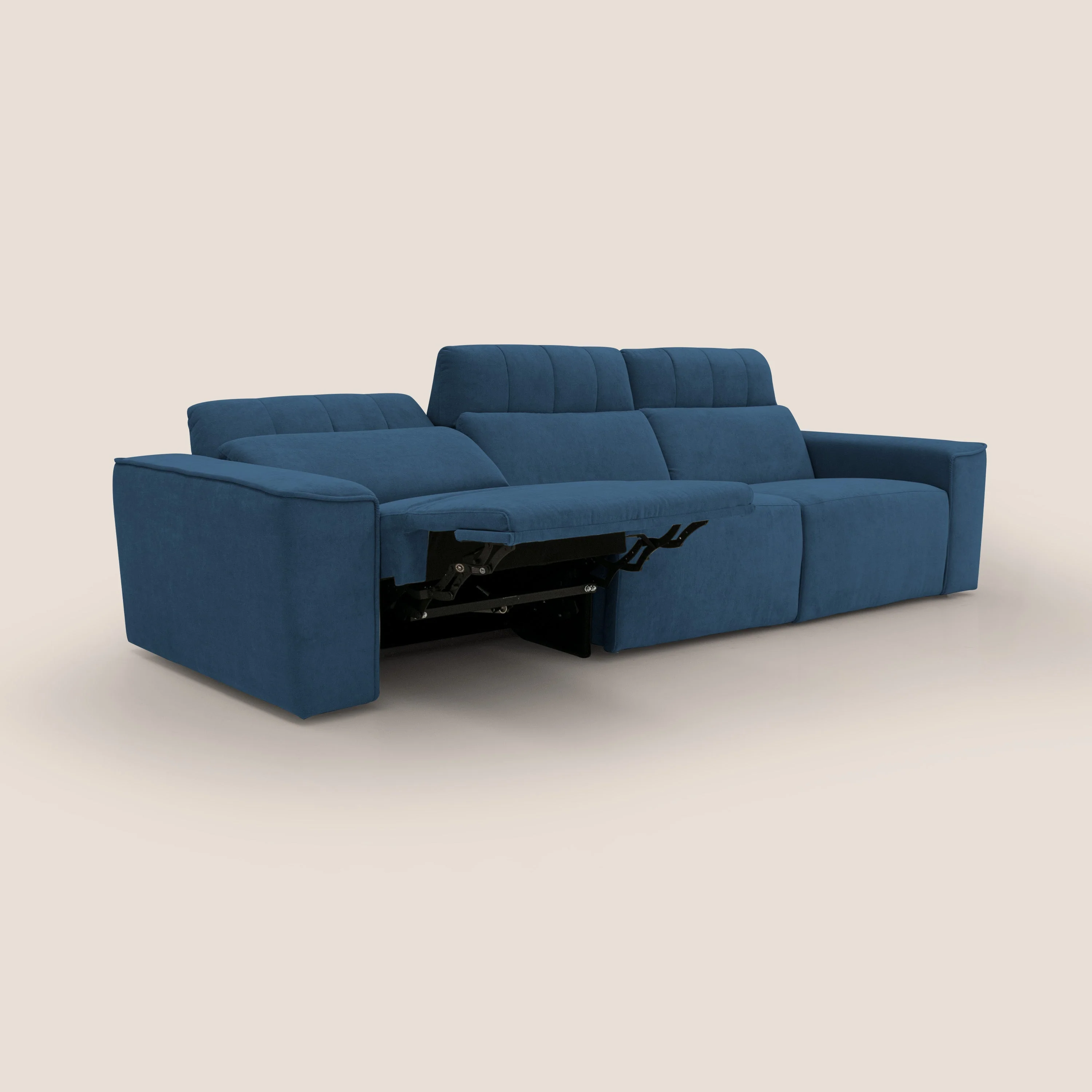 Clark Canapé modulable avec 3 assises et avec option relax électrique en tissu imperméable et détachable T17 bleu - Image 2