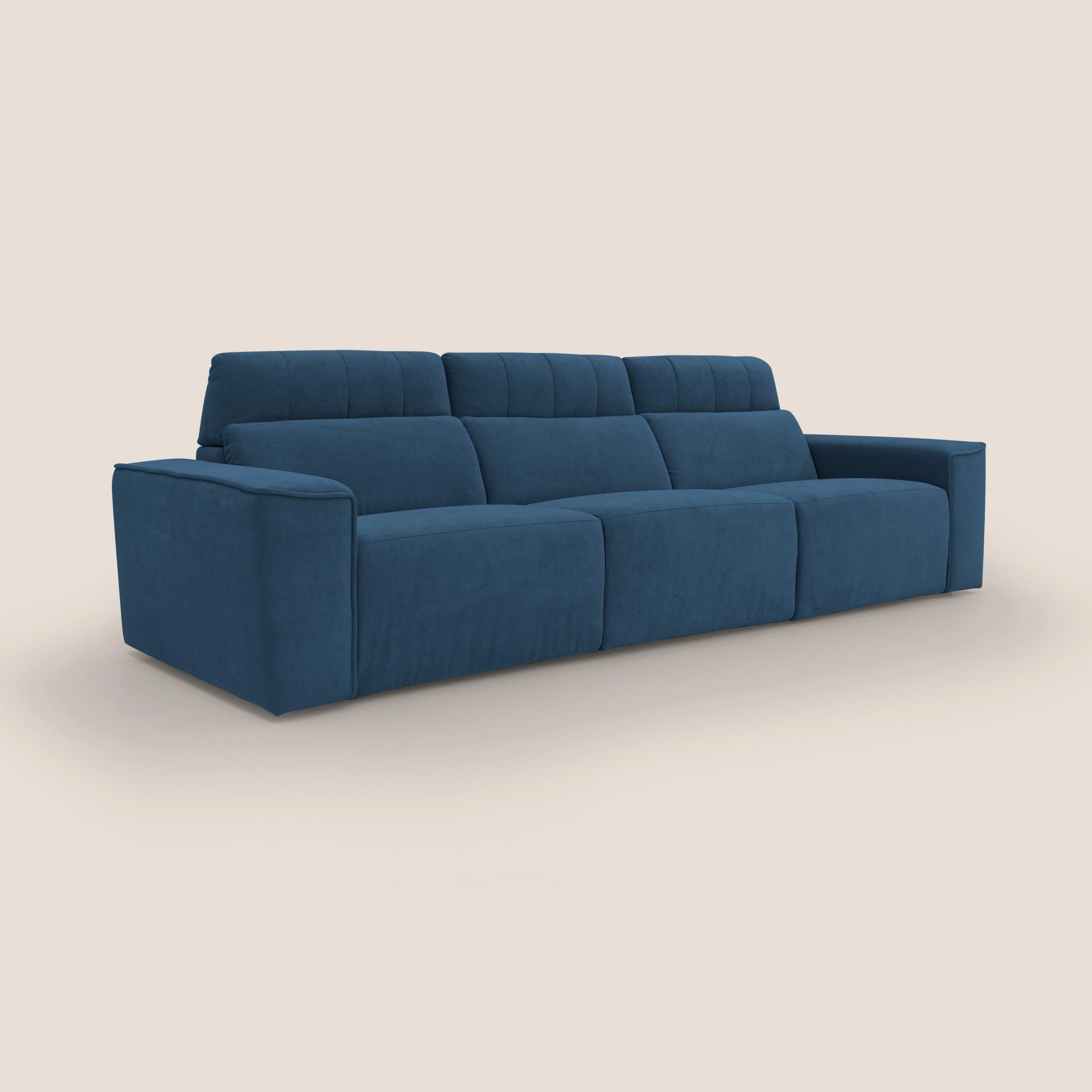 Clark Canapé modulable avec 3 assises et avec option relax électrique en tissu imperméable et détachable T17 bleu - Image 3