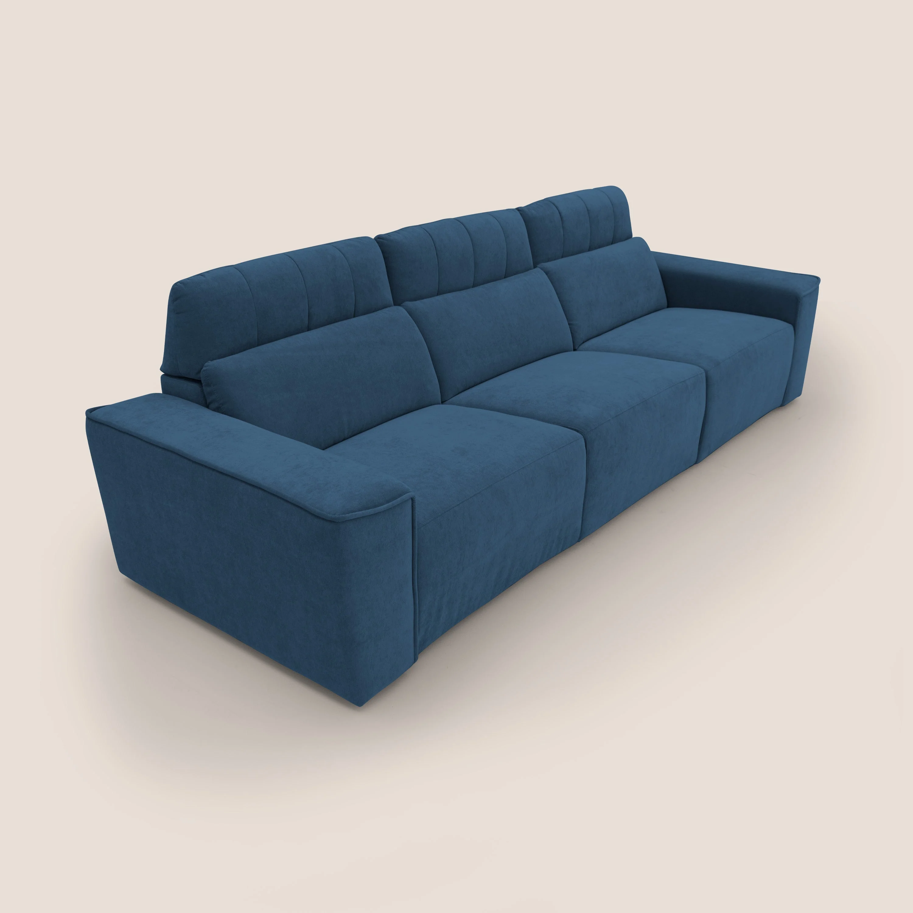 Clark Canapé modulable avec 3 assises et avec option relax électrique en tissu imperméable et détachable T17 bleu - Image 6