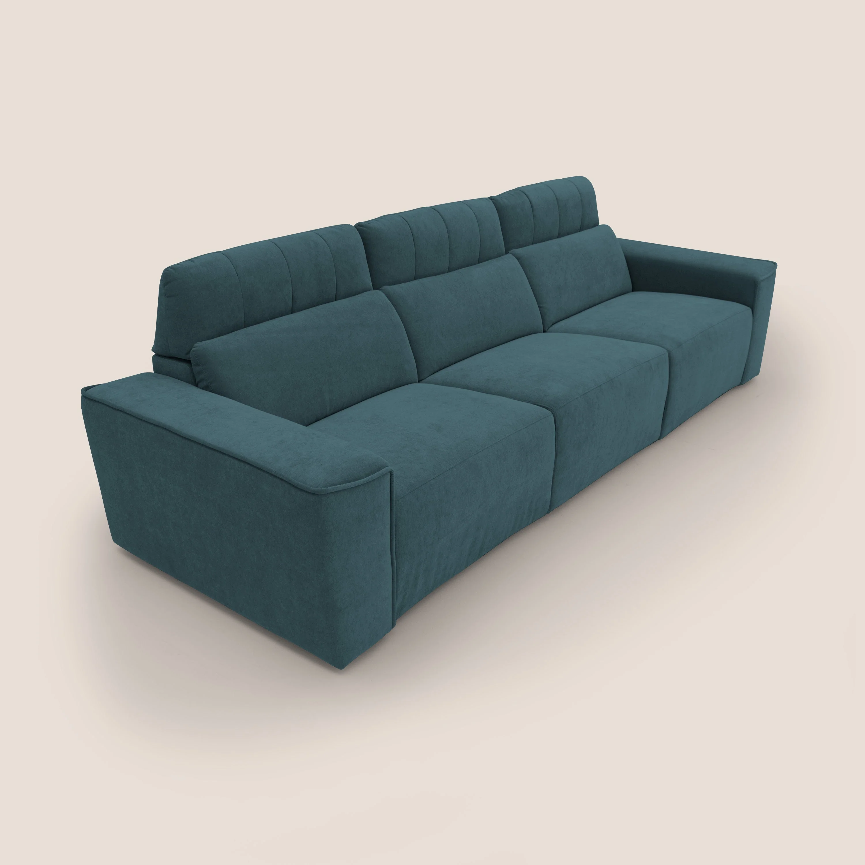 Clark Canapé modulable avec 3 assises et avec option relax électrique en tissu imperméable et détachable T17 bleu canard - Image 6