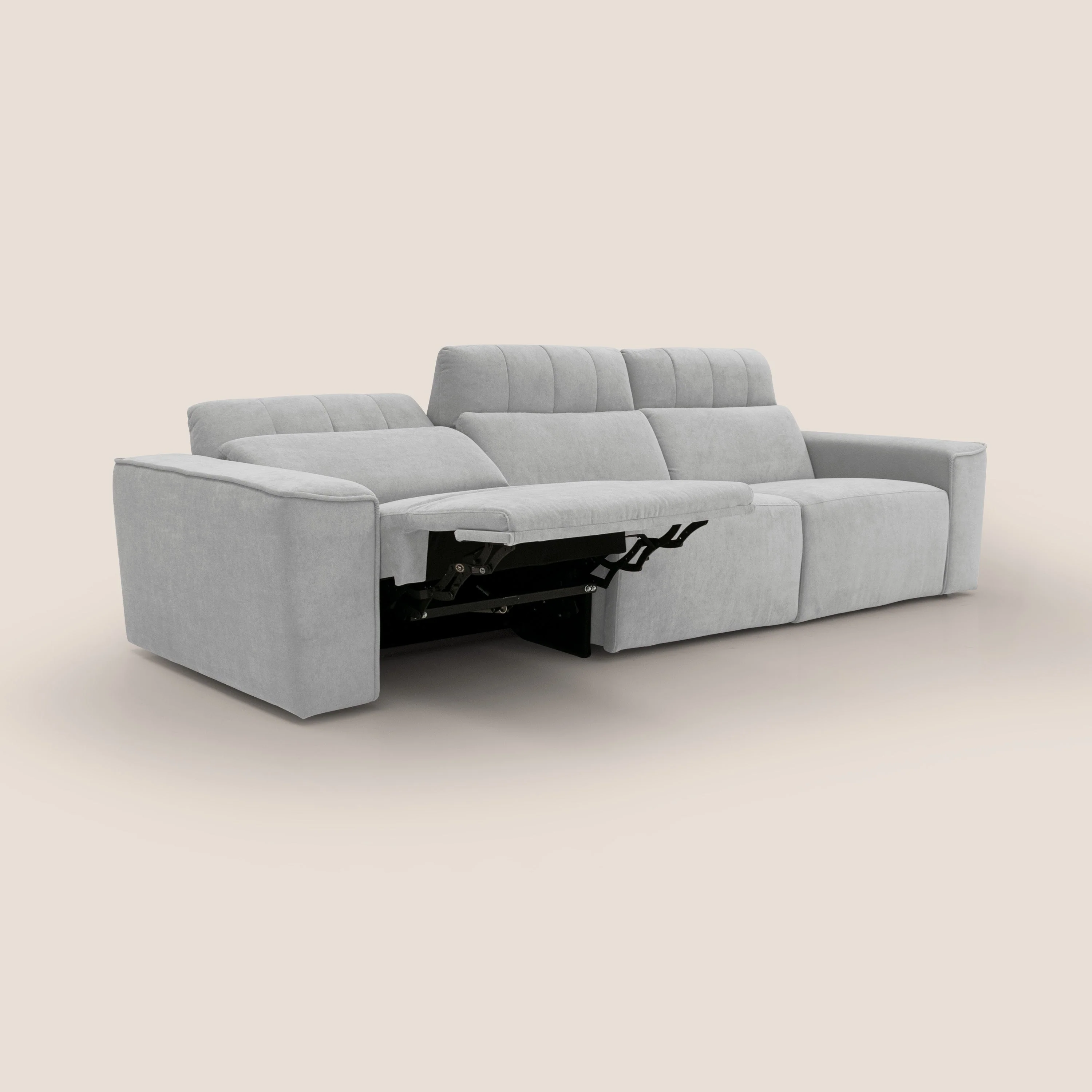 Clark Canapé modulable avec 3 assises et avec option relax électrique en tissu imperméable et détachable T17 gris - Image 2