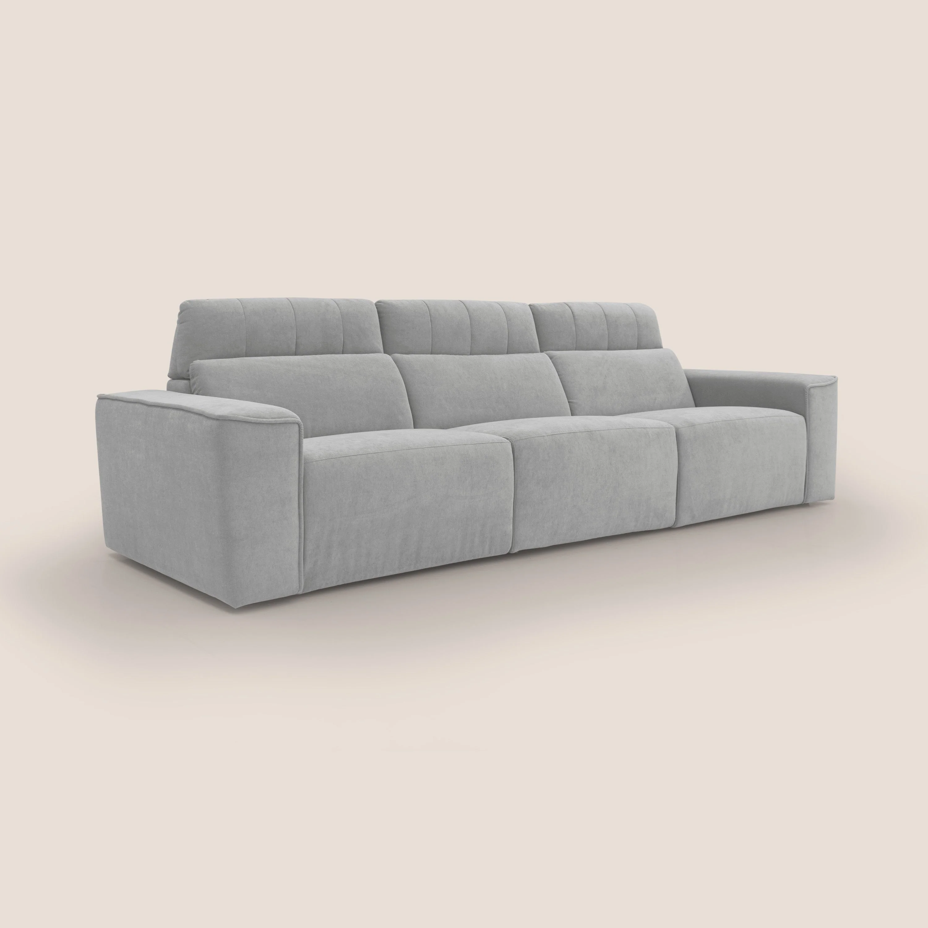 Clark Canapé modulable avec 3 assises et avec option relax électrique en tissu imperméable et détachable T17 gris - Image 3