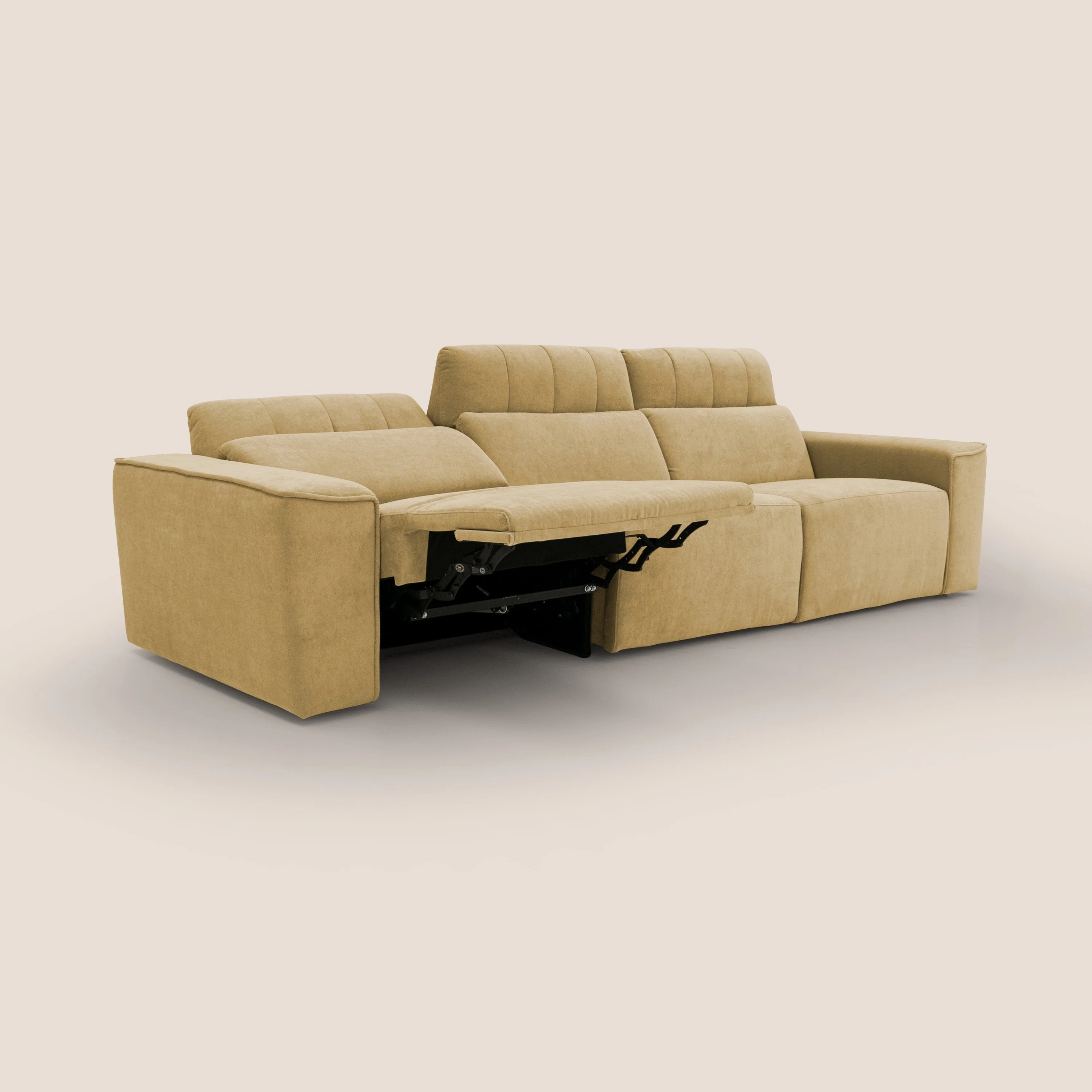 Clark Canapé modulable avec 3 assises et avec option relax électrique en tissu imperméable et détachable T17 jaune - Image 4