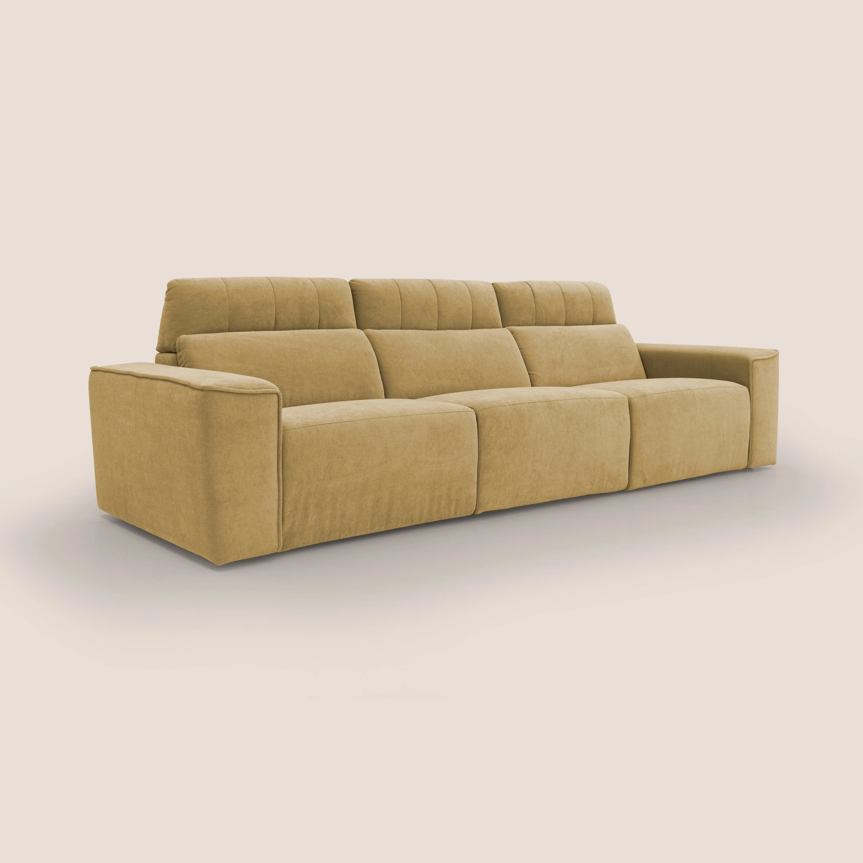 Clark Canapé modulable avec 3 assises et avec option relax électrique en tissu imperméable et détachable T17 jaune - Image 5