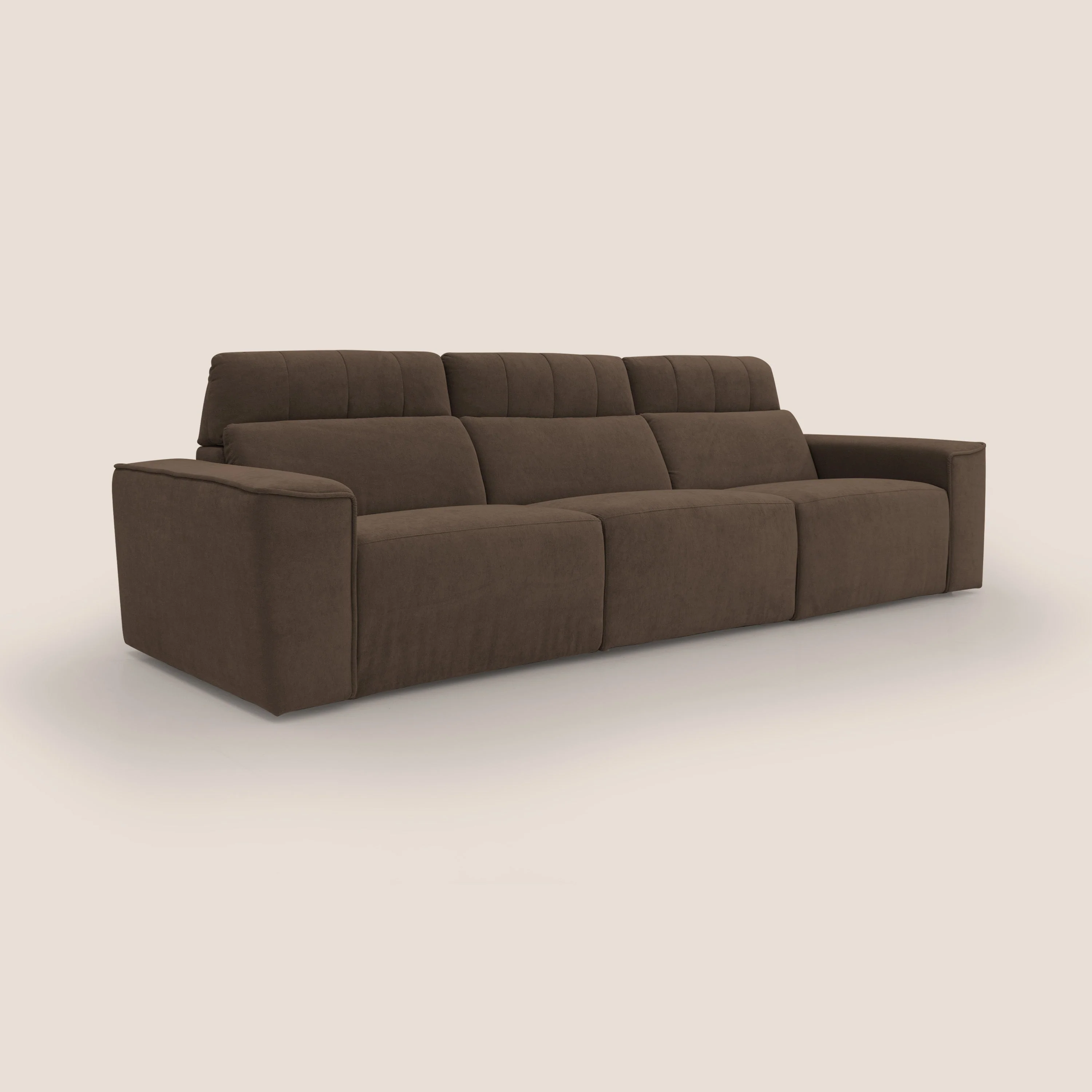 Clark Canapé modulable avec 3 assises et avec option relax électrique en tissu imperméable et détachable T17 marron - Image 3
