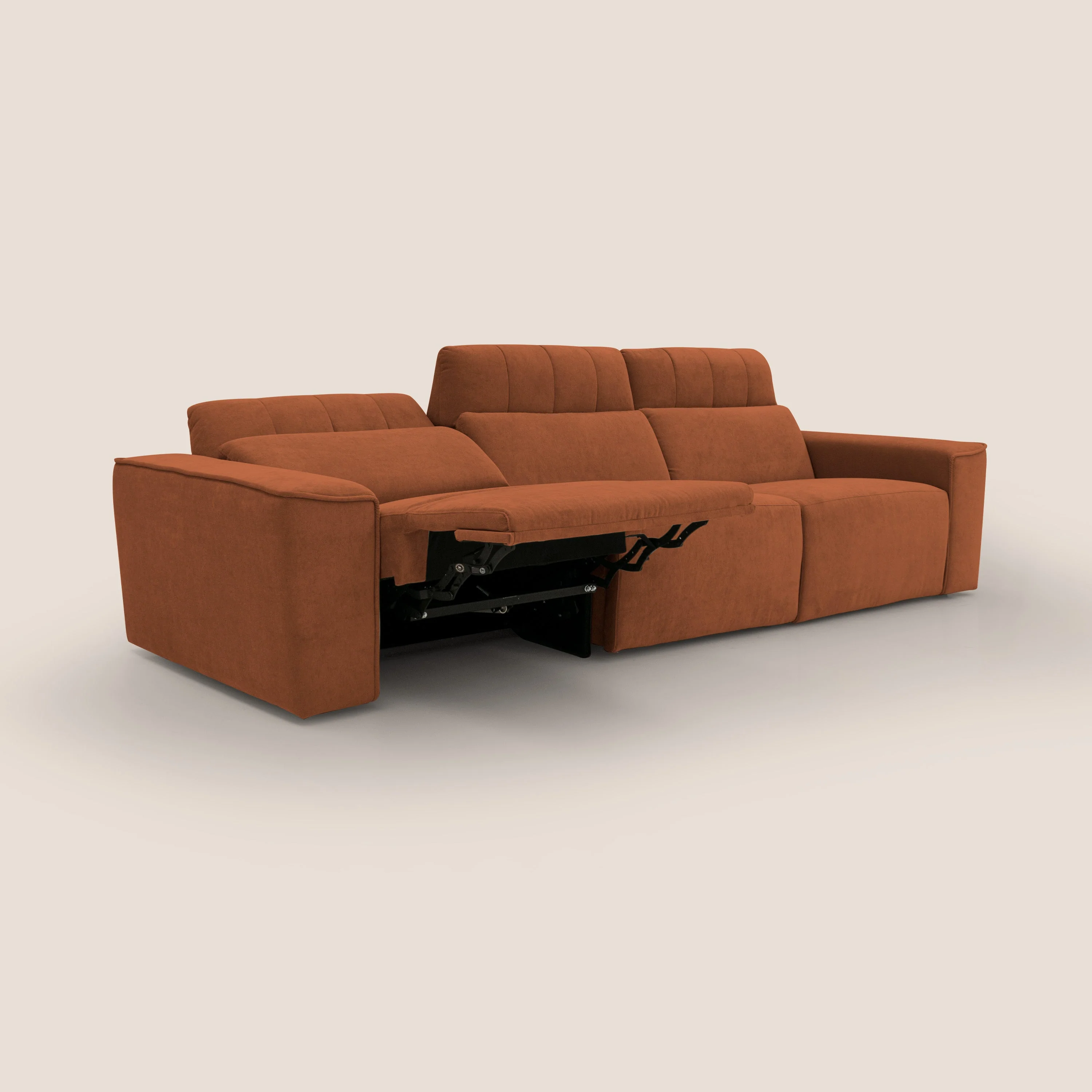 Clark Canapé modulable avec 3 assises et avec option relax électrique en tissu imperméable et détachable T17 orange - Image 2