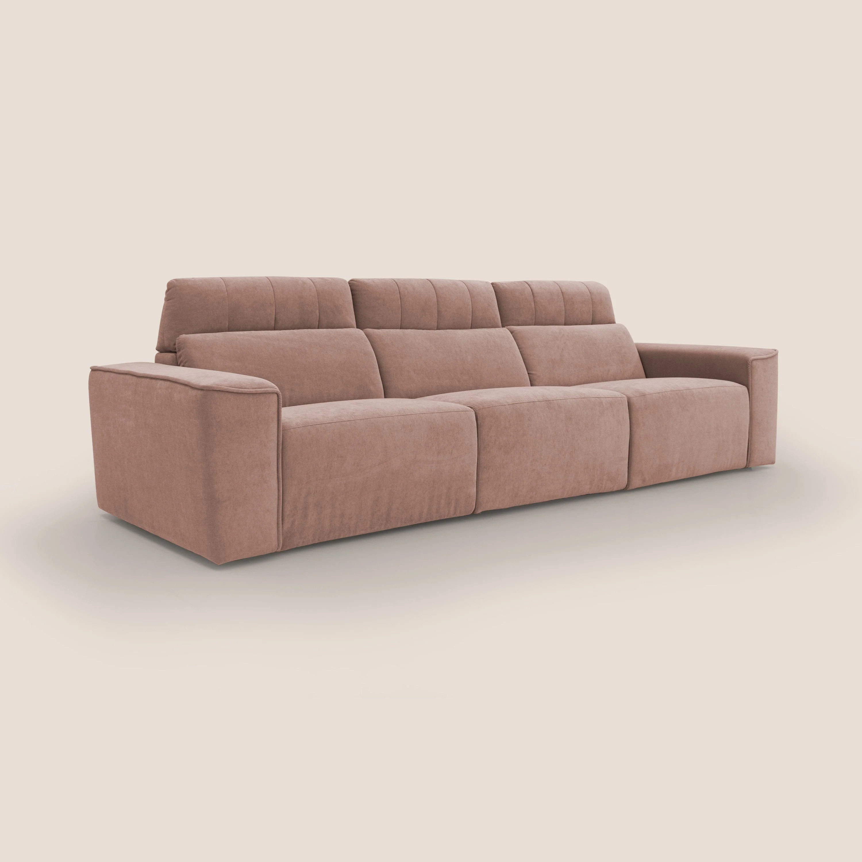 Clark Canapé modulable avec 3 assises et avec option relax électrique en tissu imperméable et détachable T17 rose - Image 3