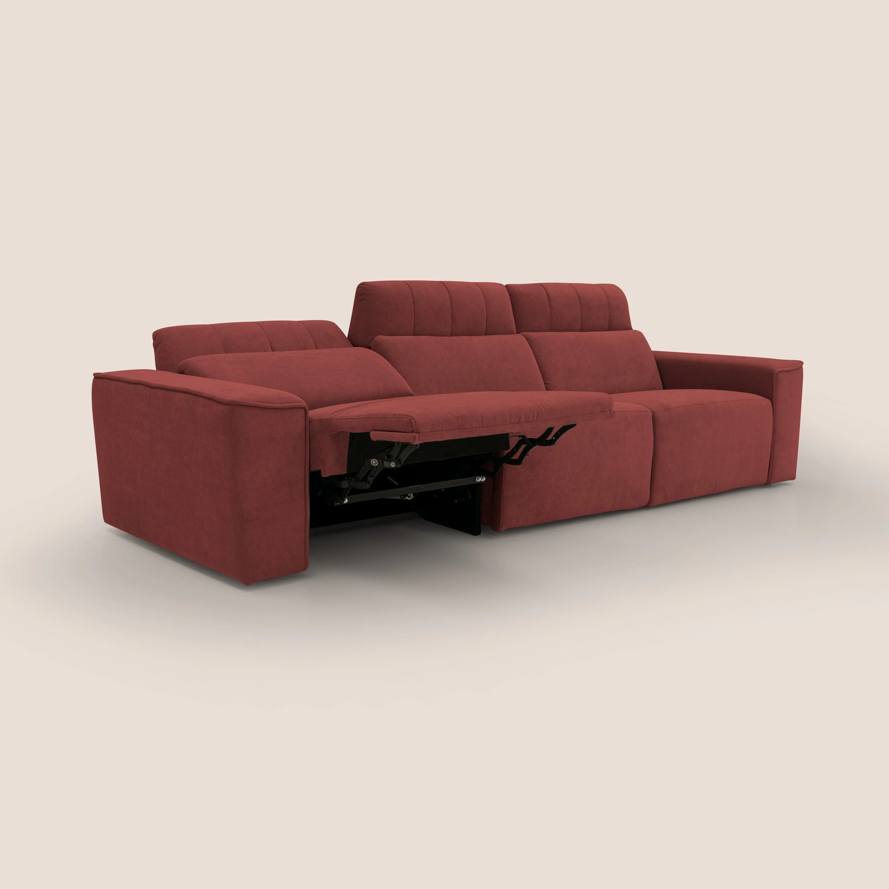 Clark Canapé modulable avec 3 assises et avec option relax électrique en tissu imperméable et détachable T17 rouge - Image 2