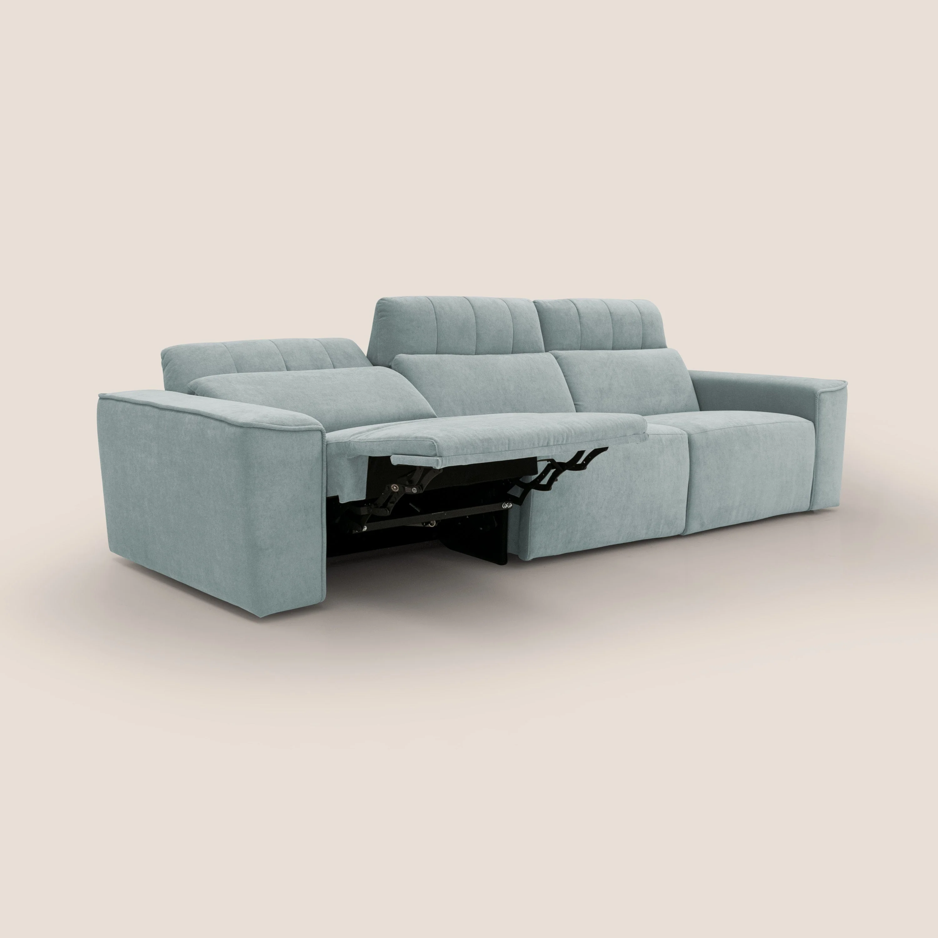 Clark Canapé modulable avec 3 assises et avec option relax électrique en tissu imperméable et détachable T17 vert d'eau - Image 2