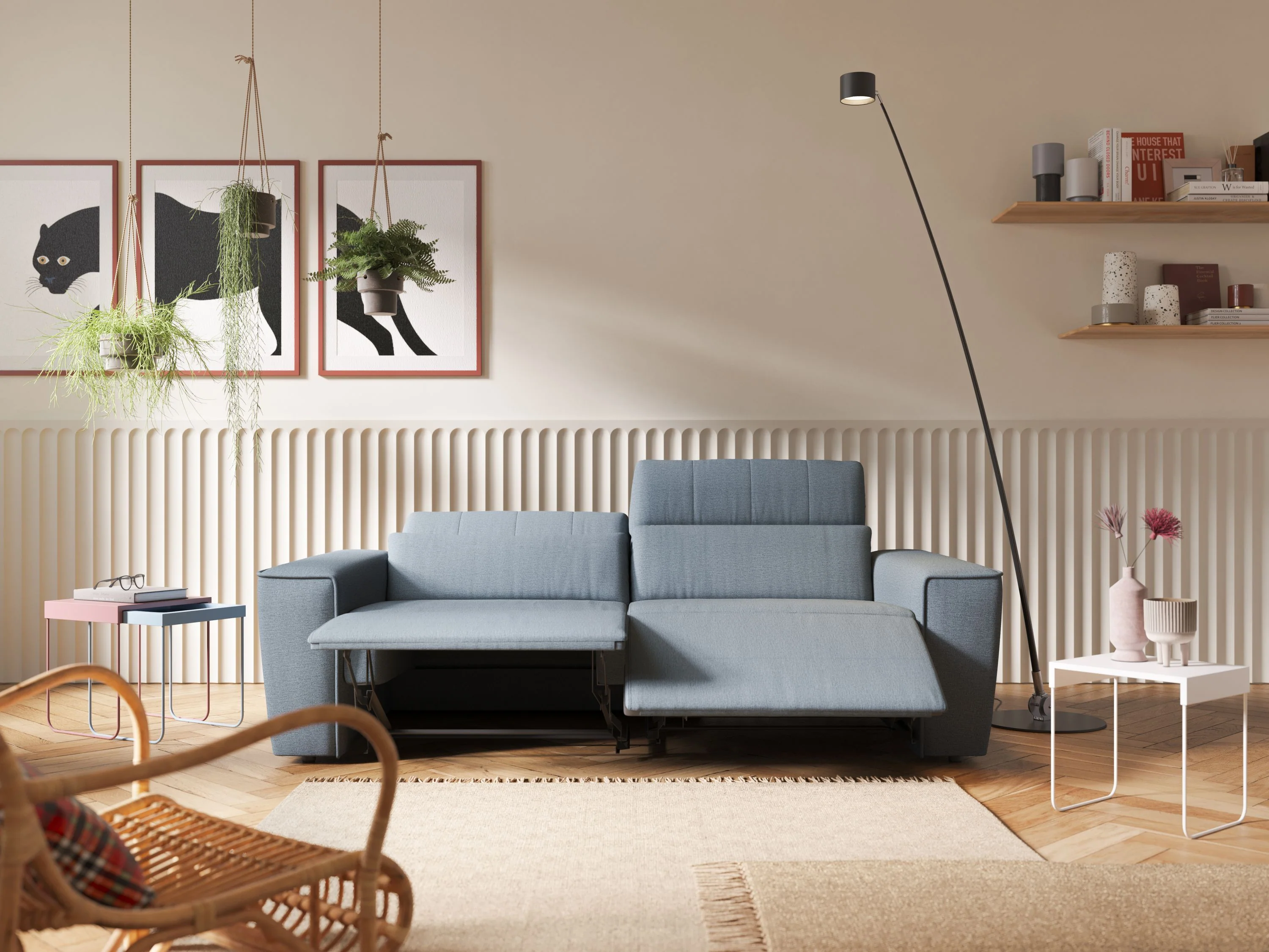 Clark Canapé modulable avec option relax électrique en tissu imperméable et détachable T17 bleu - Image 17
