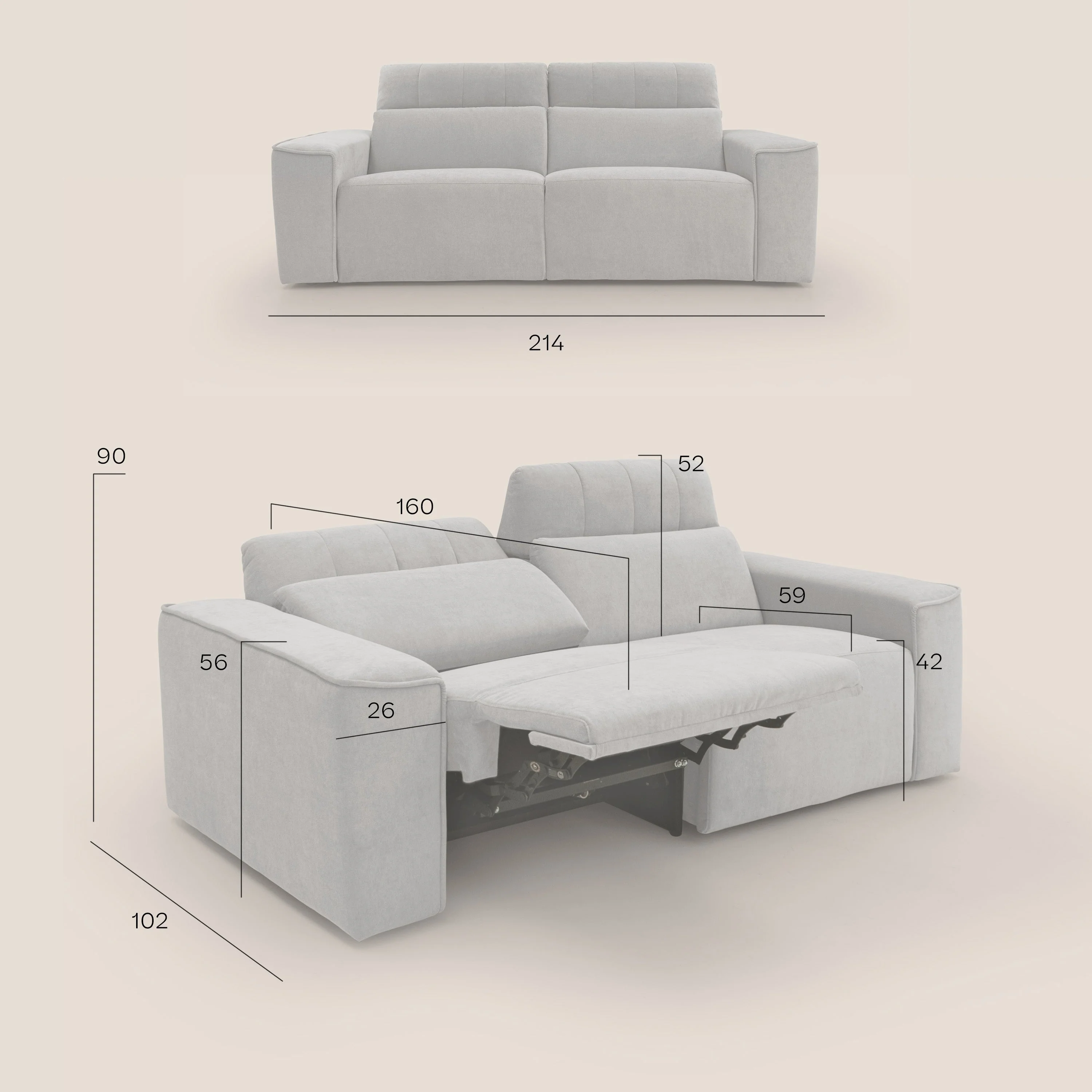 Clark Canapé modulable avec option relax électrique en tissu imperméable et détachable T17 bleu canard - Image 13