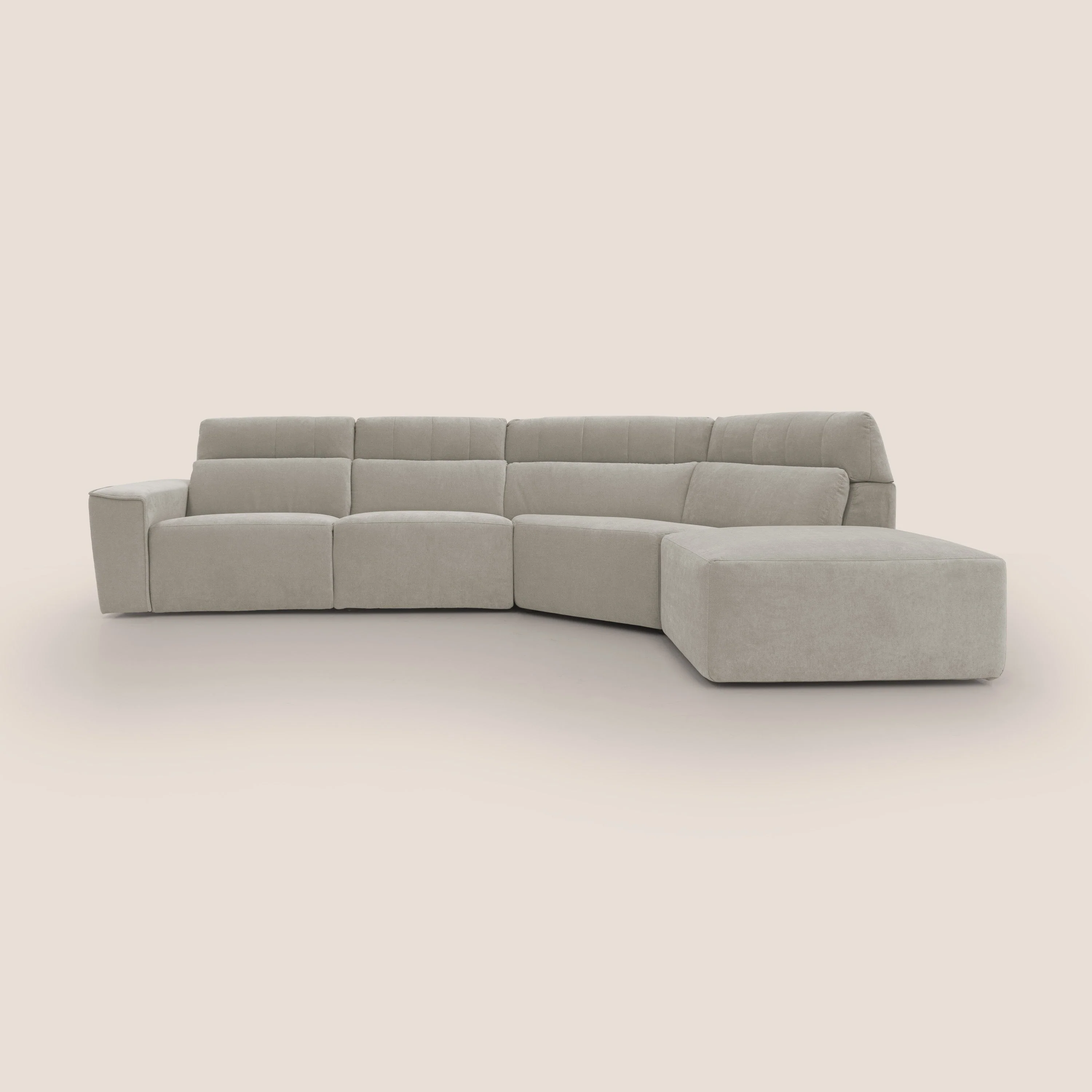 Clark Canapé d'angle avec option relax électrique en tissu imperméable et détachable T17 crème